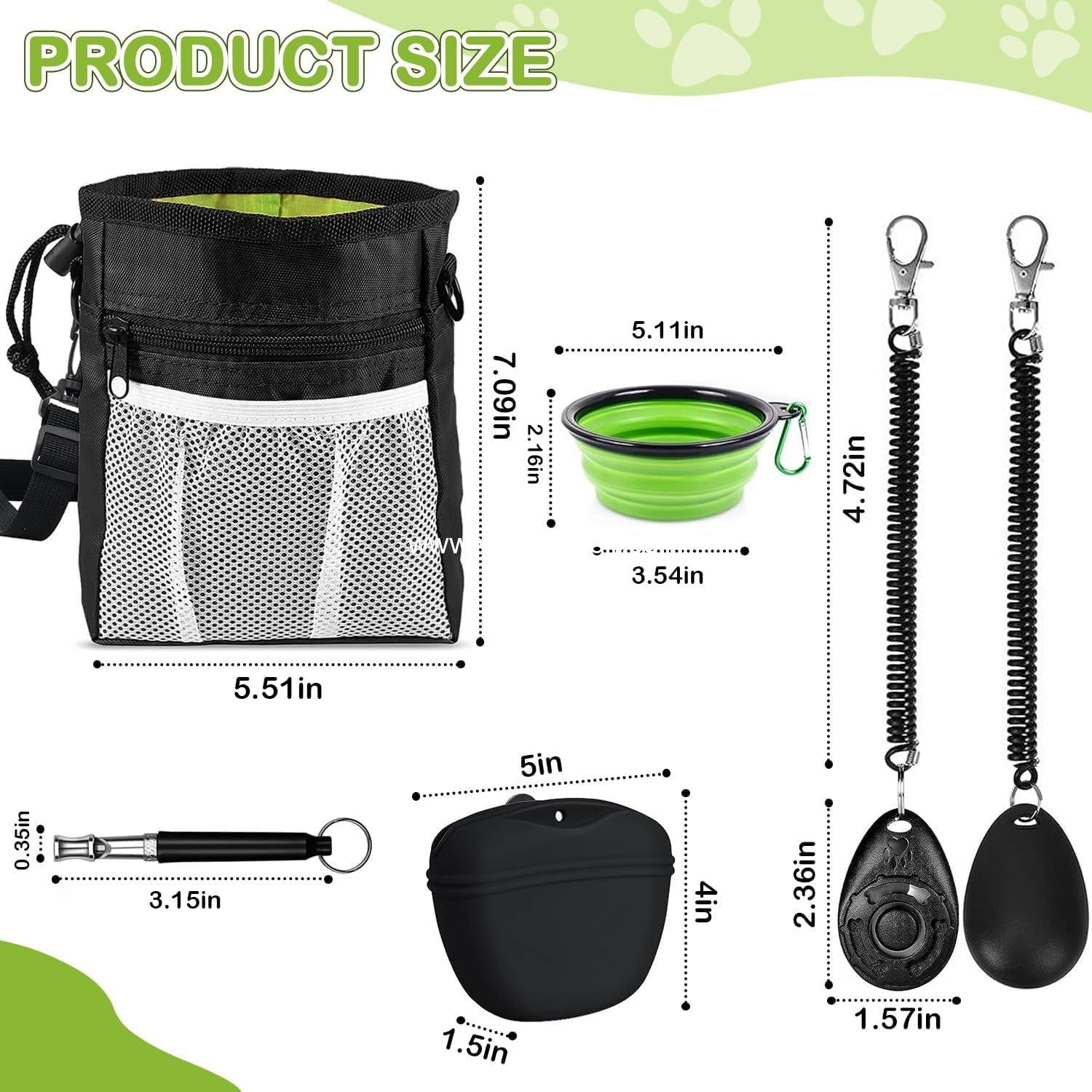 OEM Dog Treat Pouch for Pet Training - Training Kit with Treat Bag, Clicker, Silicone Bag, 2-in-1 Whistle, Collapsible Bowl, and Poop Bags - Wholesale Supplier