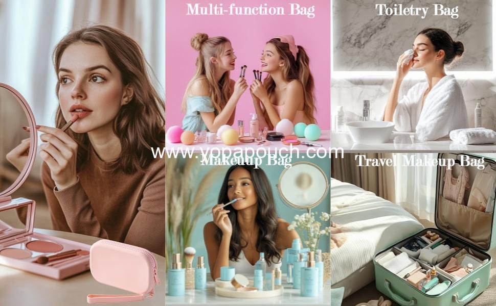 Wholesale Small Silicone Multifunctional Essential Bag Portable Travel Makeup Bag for Women Men Cards Cash Zipper Pouch (Black) - Supplier