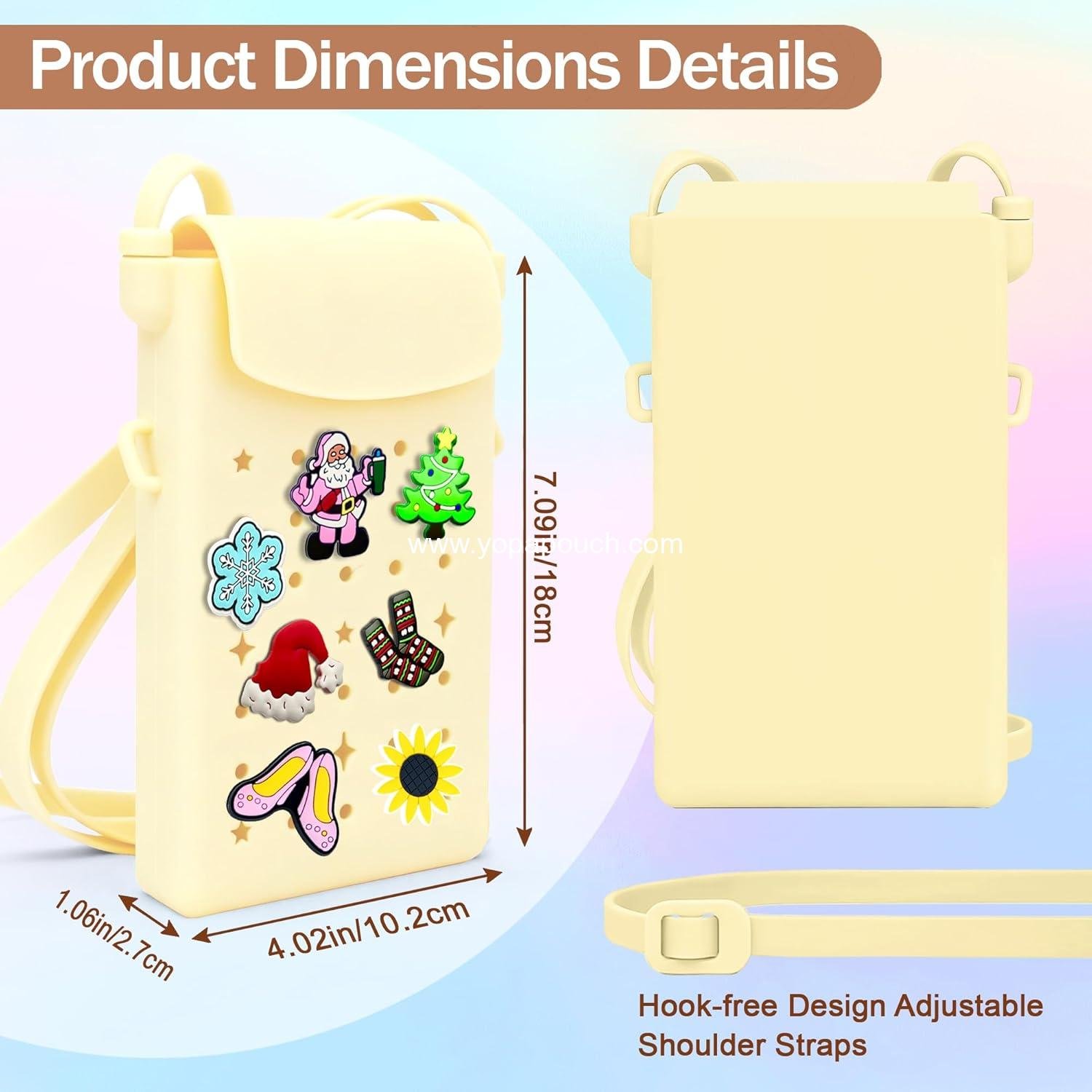 OEM Silicone Crossbody Bag for Women with Magnetic Closure, Adjustable Strap Fits iPhone, Cute Mini Phone Crossbody Bag with DIY Charms for Travel, Beach, Stocking Stuffer Gift Supplier