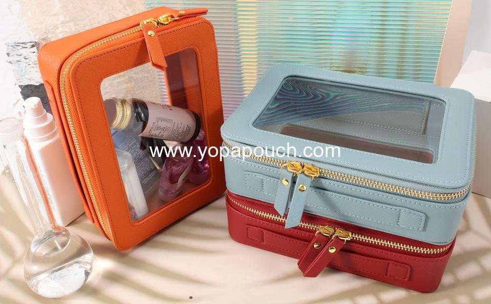 Wholesale waterproof cosmetic organizer toiletry bag with large opening and handle for traveling supplier