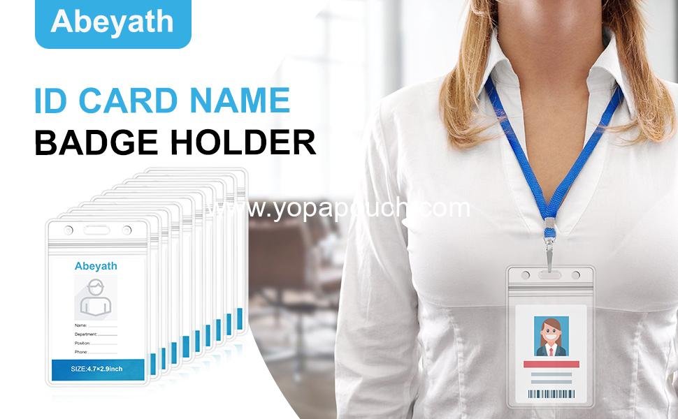 Wholesale 10 Pack Extra Thick Waterproof ID Card Name Badge Holders, Heavy Duty Clear PVC Vertical Sleeve, Resealable Pocket - Supplier