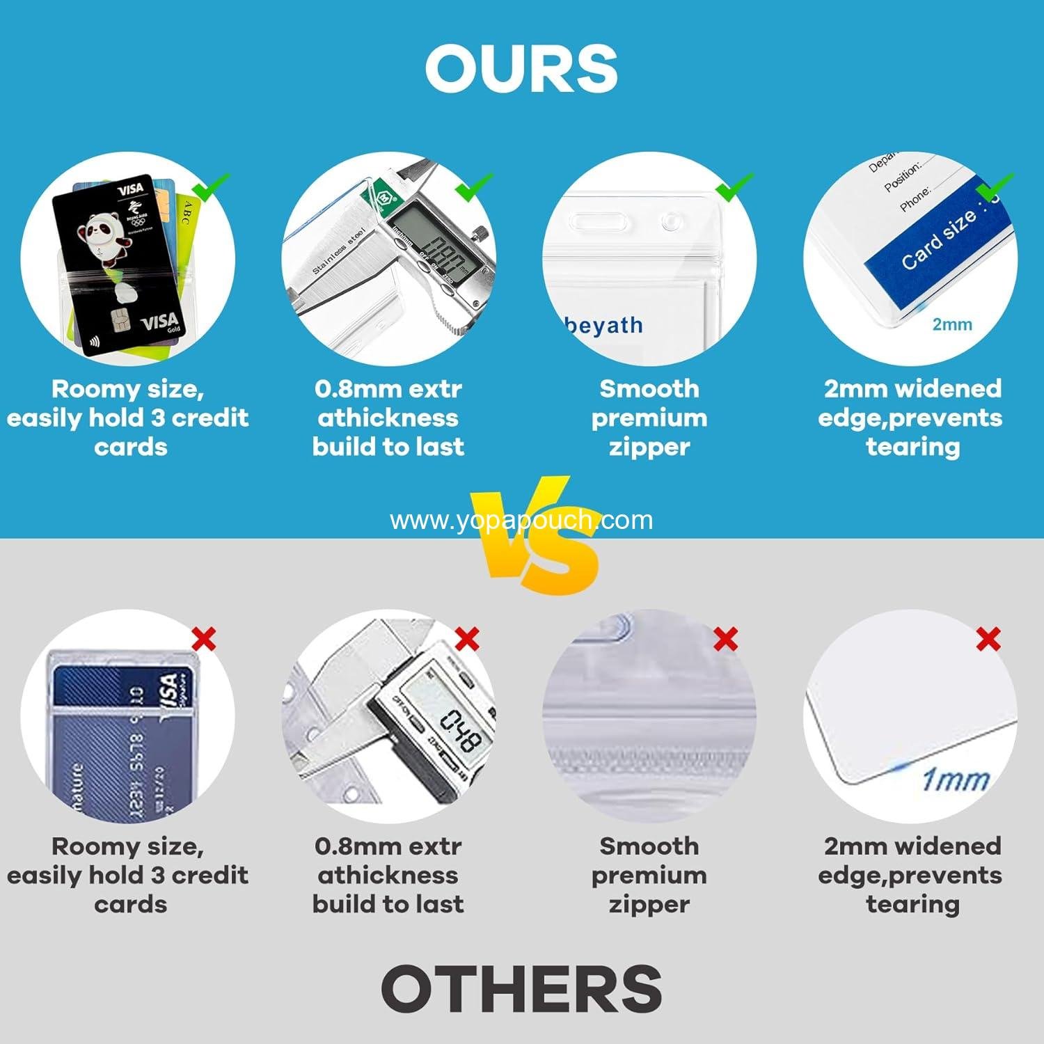 Wholesale 10 Pack Extra Thick Waterproof ID Card Name Badge Holders, Heavy Duty Clear PVC Vertical Sleeve, Resealable Pocket - Supplier