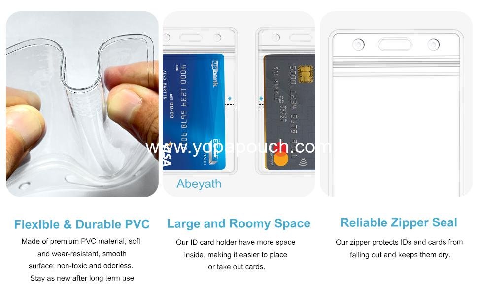 Wholesale 10 Pack Extra Thick Waterproof ID Card Name Badge Holders, Heavy Duty Clear PVC Vertical Sleeve, Resealable Pocket - Supplier