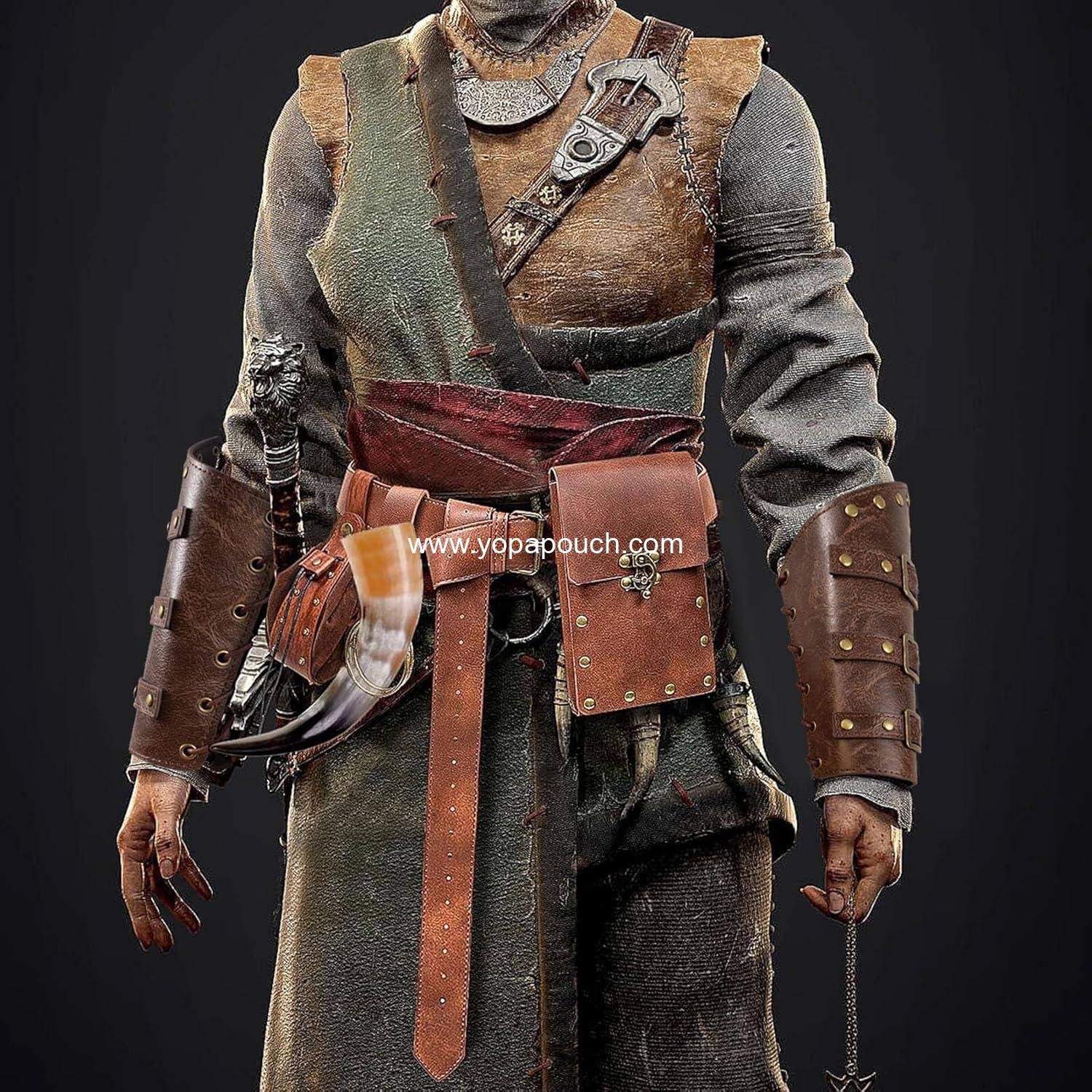 Wholesale Renaissance Belt Pouch Purse Viking Bracer Hook Halloween Set Medieval Festival Costume Accessory Casual Fanny Pack Waist Bag 25cm Supplier