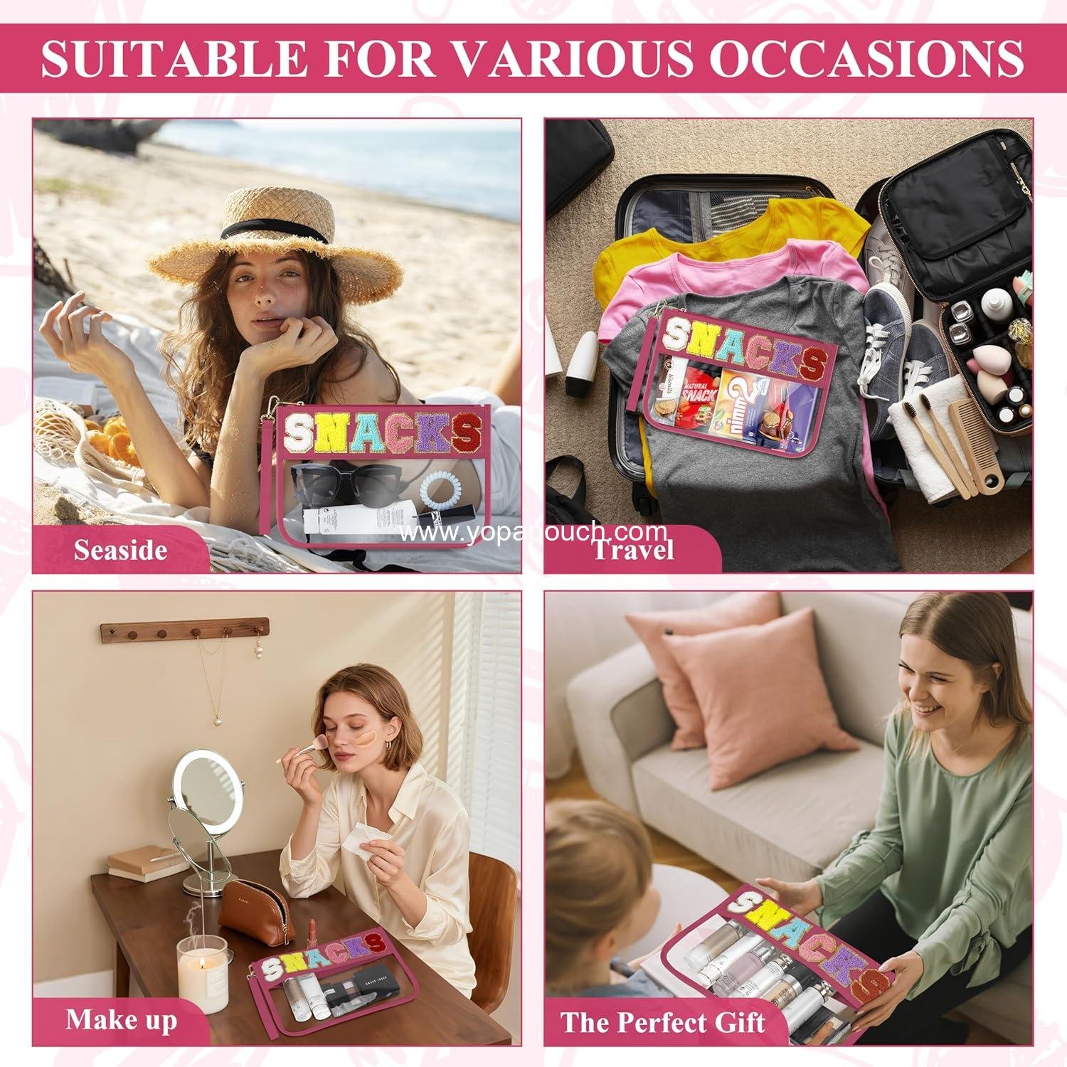 Wholesale Waterproof Cosmetic Tote Bag - Clear Chenille Letter Zipper Pouch for Travel & Makeup, Ideal for Women & Girls (Red) Supplier Wholesale Waterproof Cosmetic Tote Bag - Clear Chenille Letter Zipper Pouch for Travel & Makeup, Ideal for Women & Girls (Red) Supplier