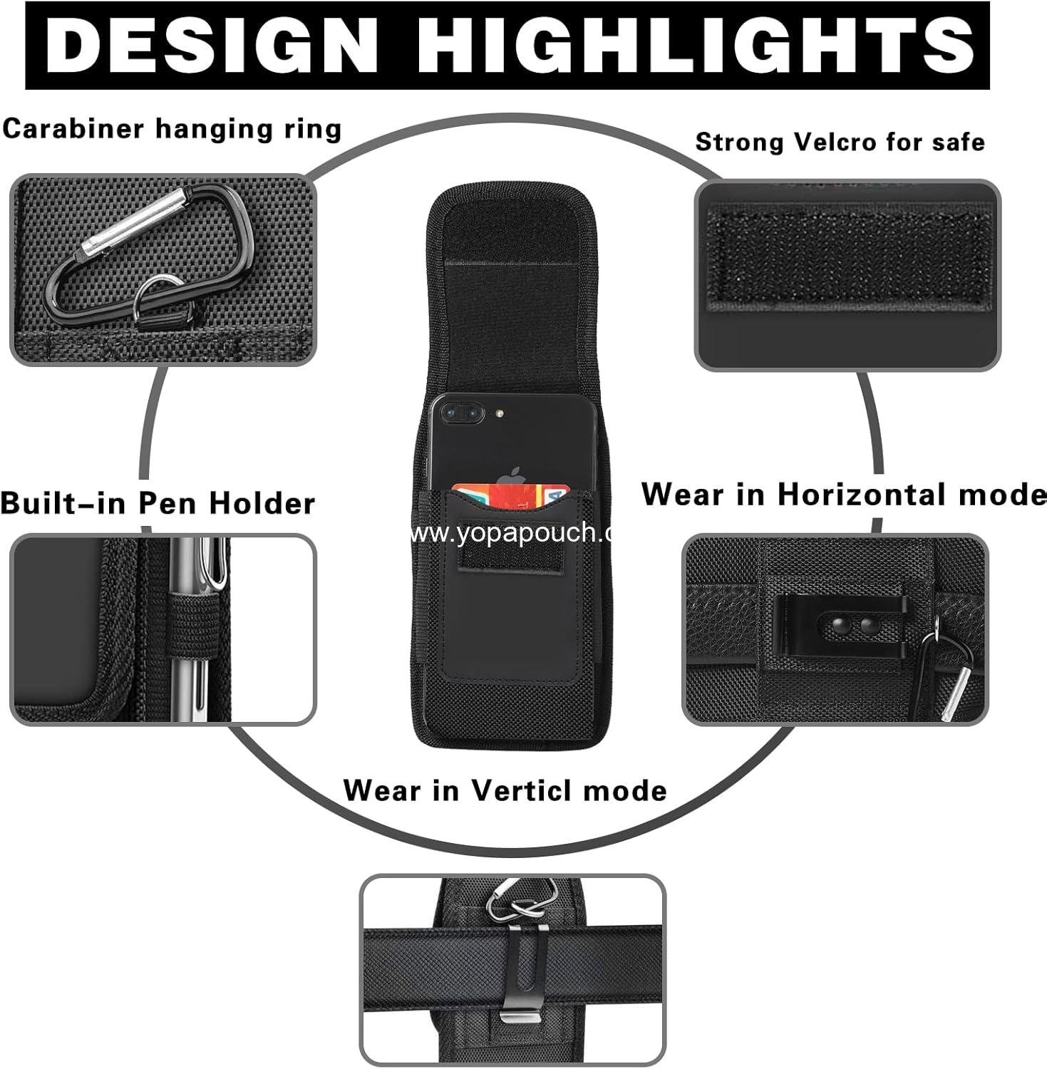 Wholesale Phone Holster for Galaxy S4 Mini A3 A5 2016 2017, Belt Clip Carrying Case Pouch with Card Holder for iPhone 5 6 7/8/SE 2022 12 13 Mini, Black Supplier