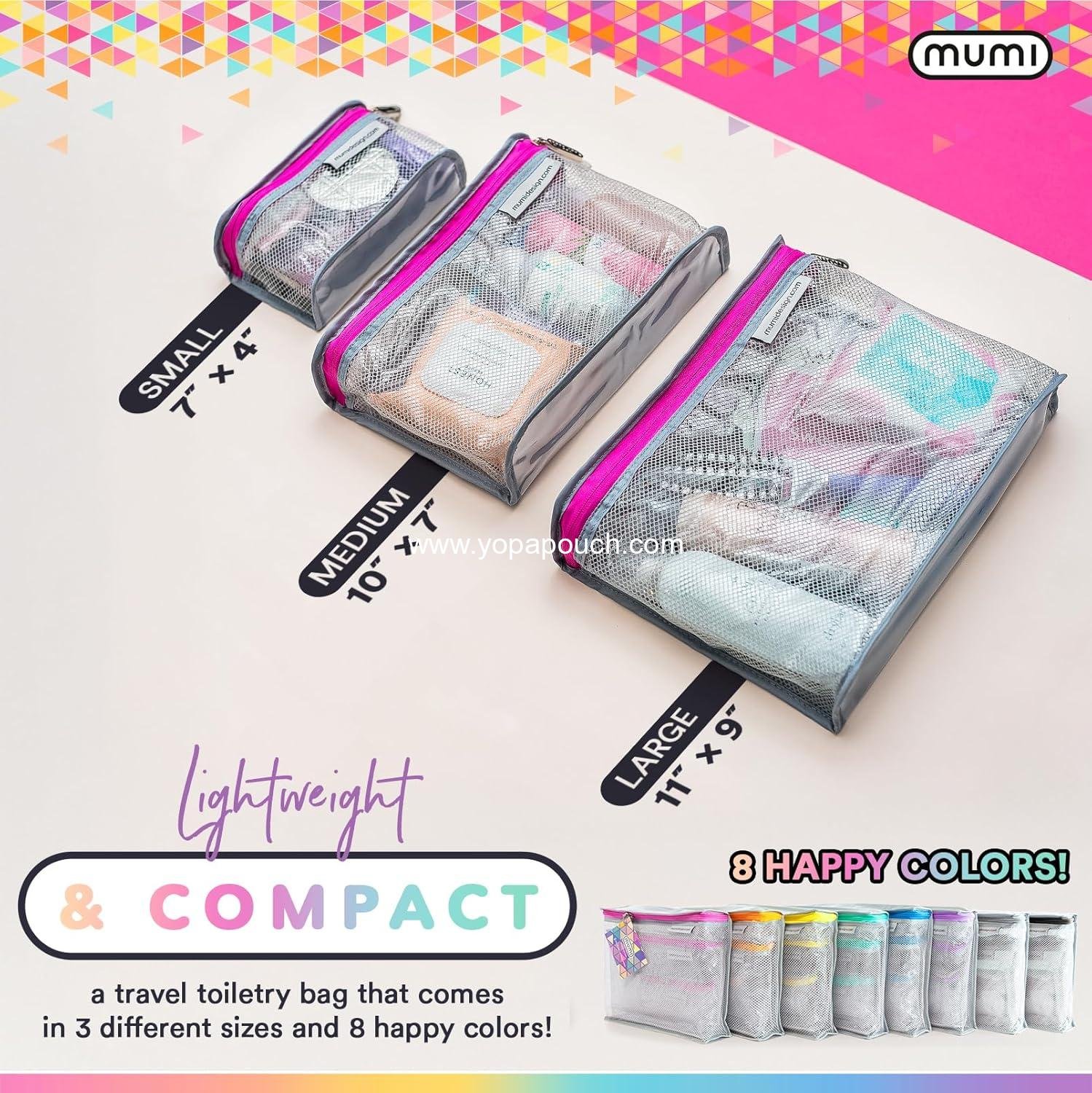 OEM Travel Toiletry Bag Set of 3 – Clear TSA Approved Makeup Organizer Pouches for Skincare, Cosmetics, and Travel Accessories – Water-Resistant and Reusable - Gray - Supplier