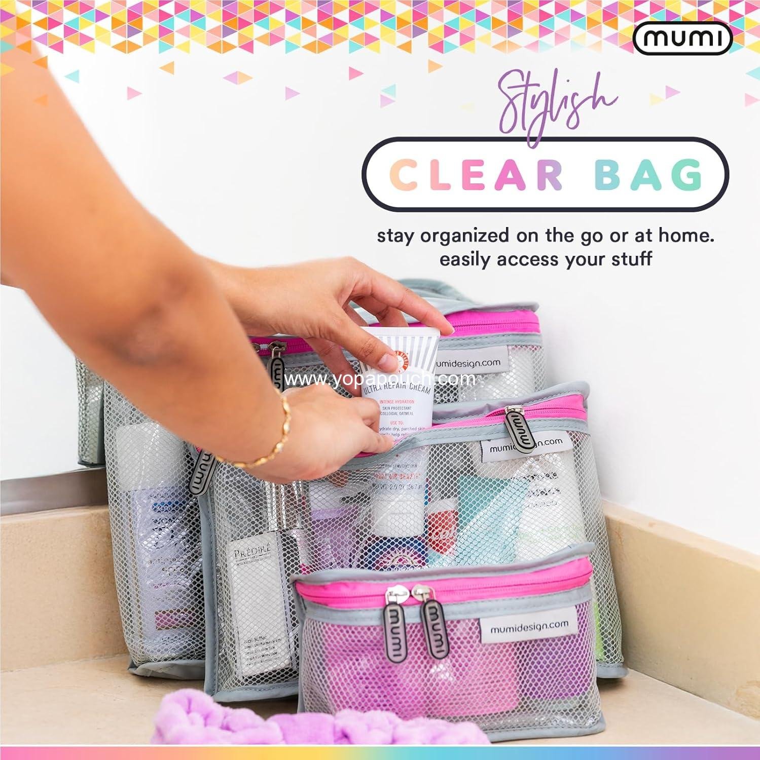 OEM Travel Toiletry Bag Set of 3 – Clear TSA Approved Makeup Organizer Pouches for Skincare, Cosmetics, and Travel Accessories – Water-Resistant and Reusable - Gray - Supplier