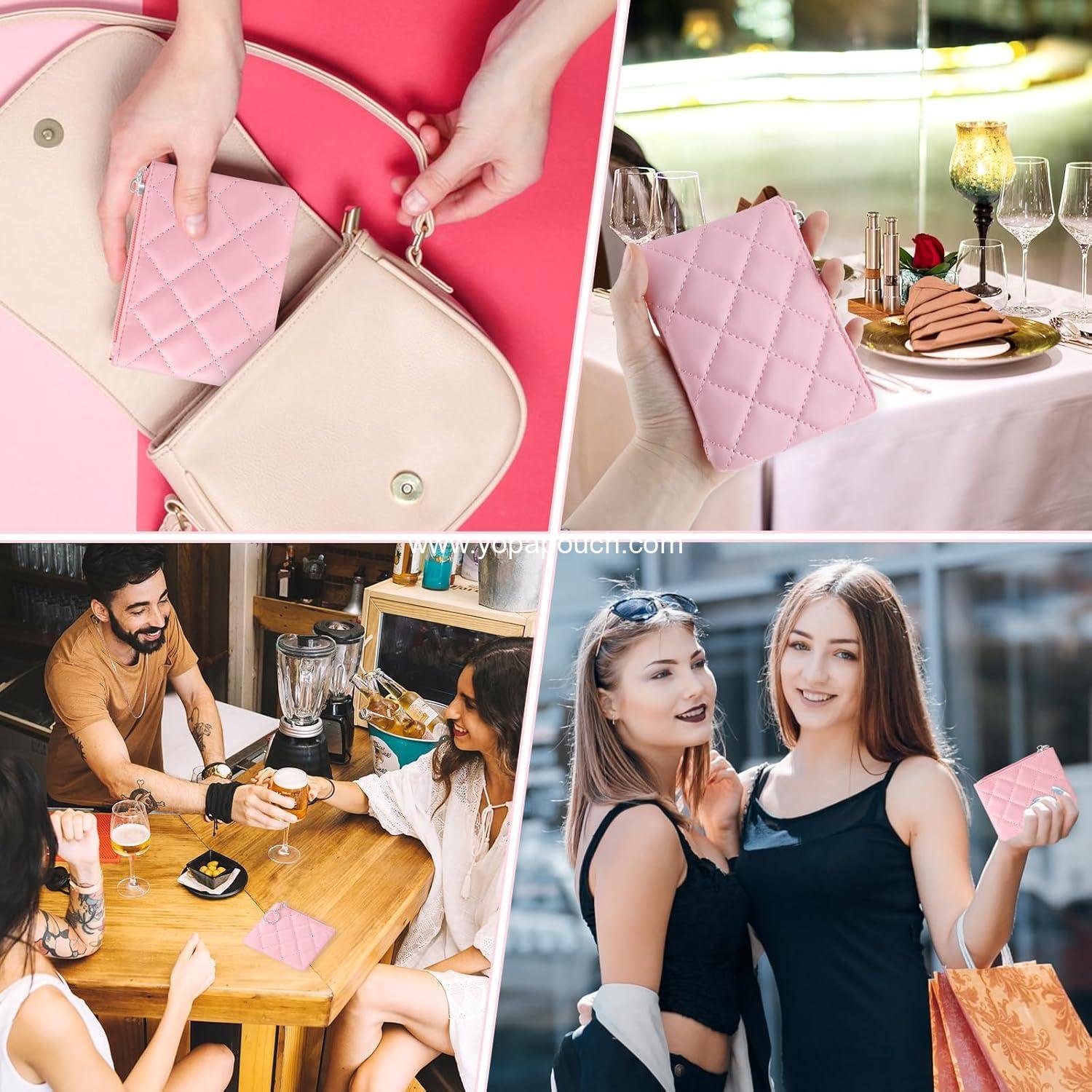 Wholesale Pink Zipper Coin Purse for Women - Rhombus PU Leather Mini Coin Bag with Keyring - Cute Change Pouch for Girls - ODM Supplier