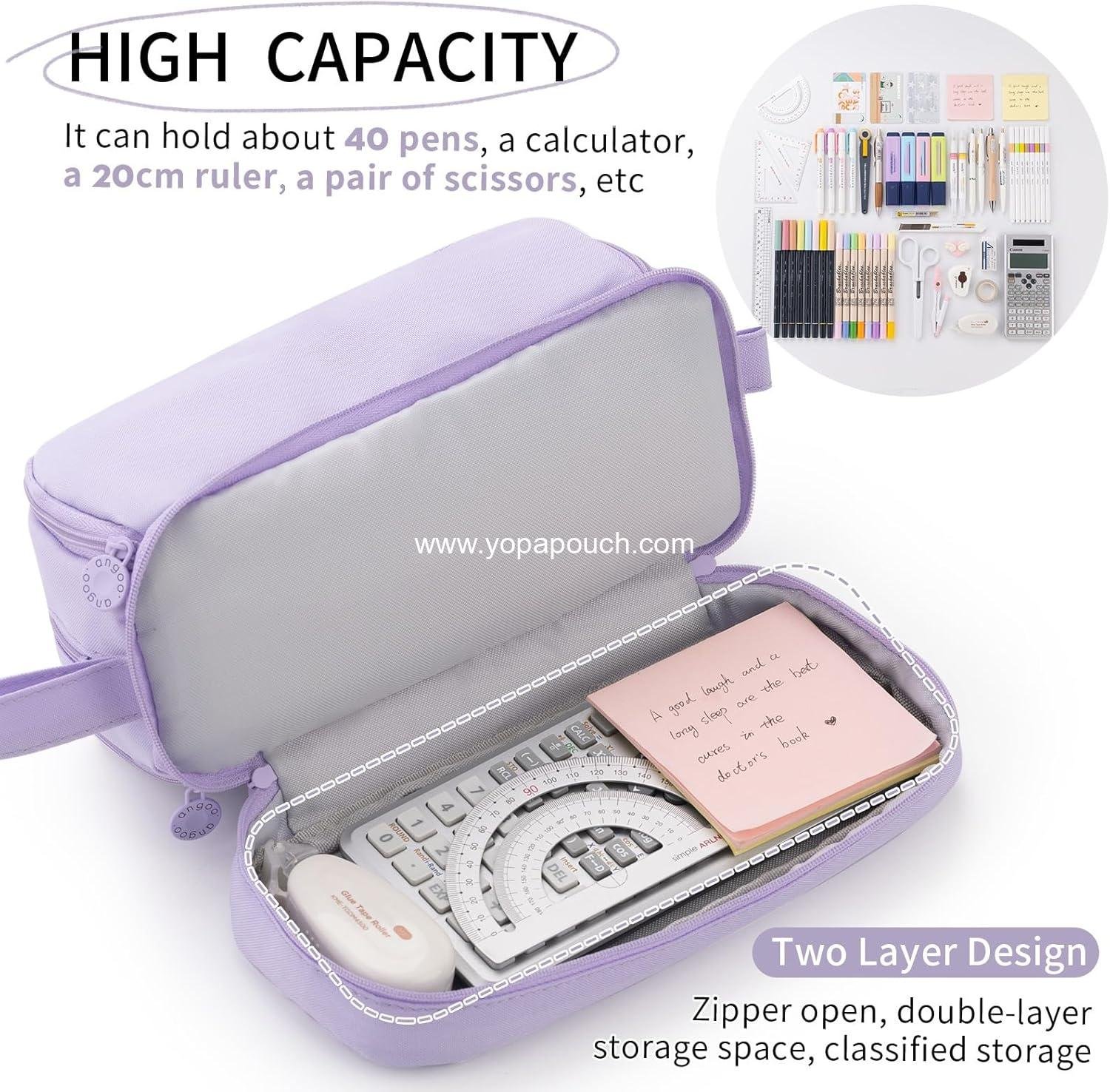 Wholesale Large Capacity Pen Pencil Case with 4 Compartments, Multi-Slot Pouch Organizer for School Supplies, Aesthetic Design for Teen Girls and Women (Purple) - Supplier