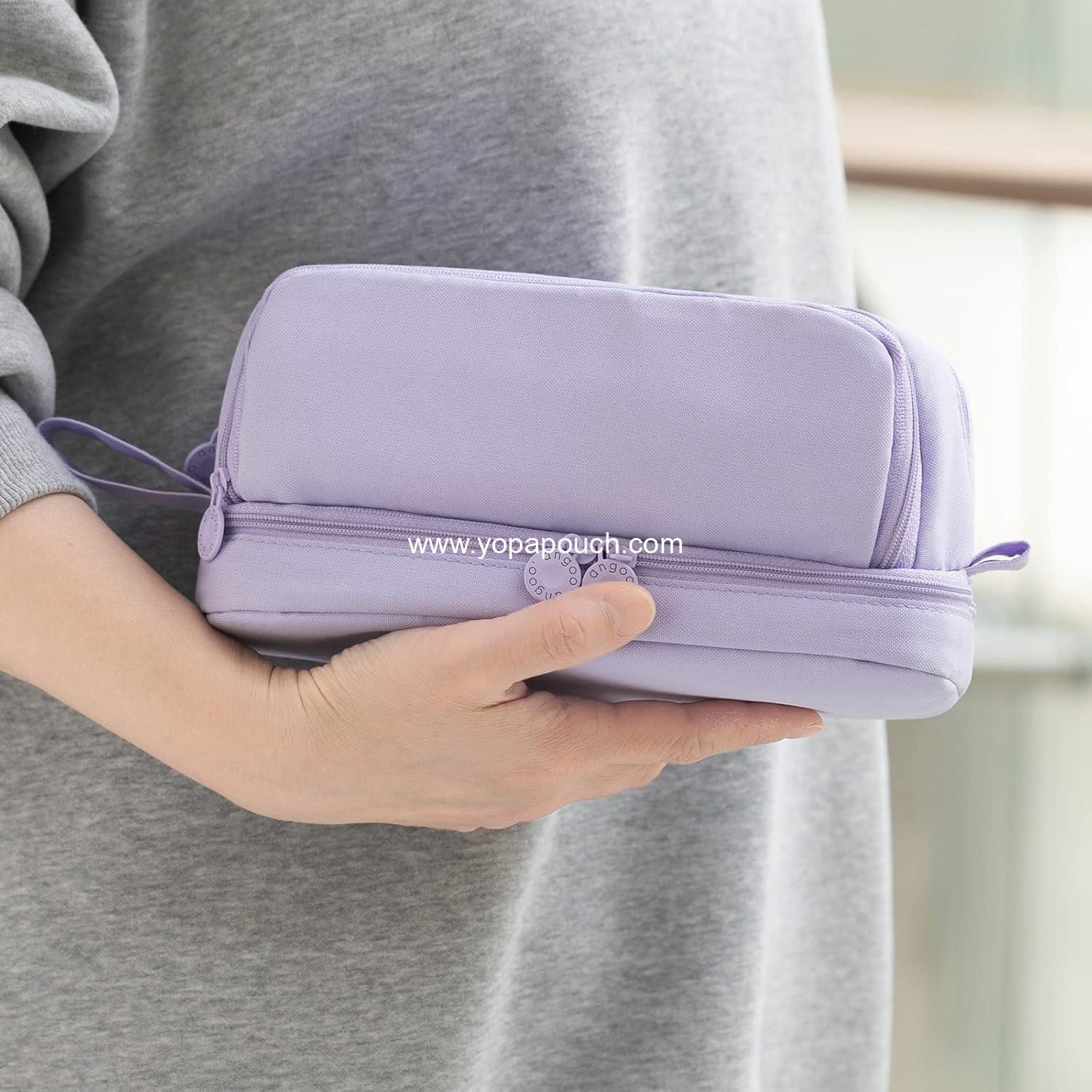 Wholesale Large Capacity Pen Pencil Case with 4 Compartments, Multi-Slot Pouch Organizer for School Supplies, Aesthetic Design for Teen Girls and Women (Purple) - Supplier