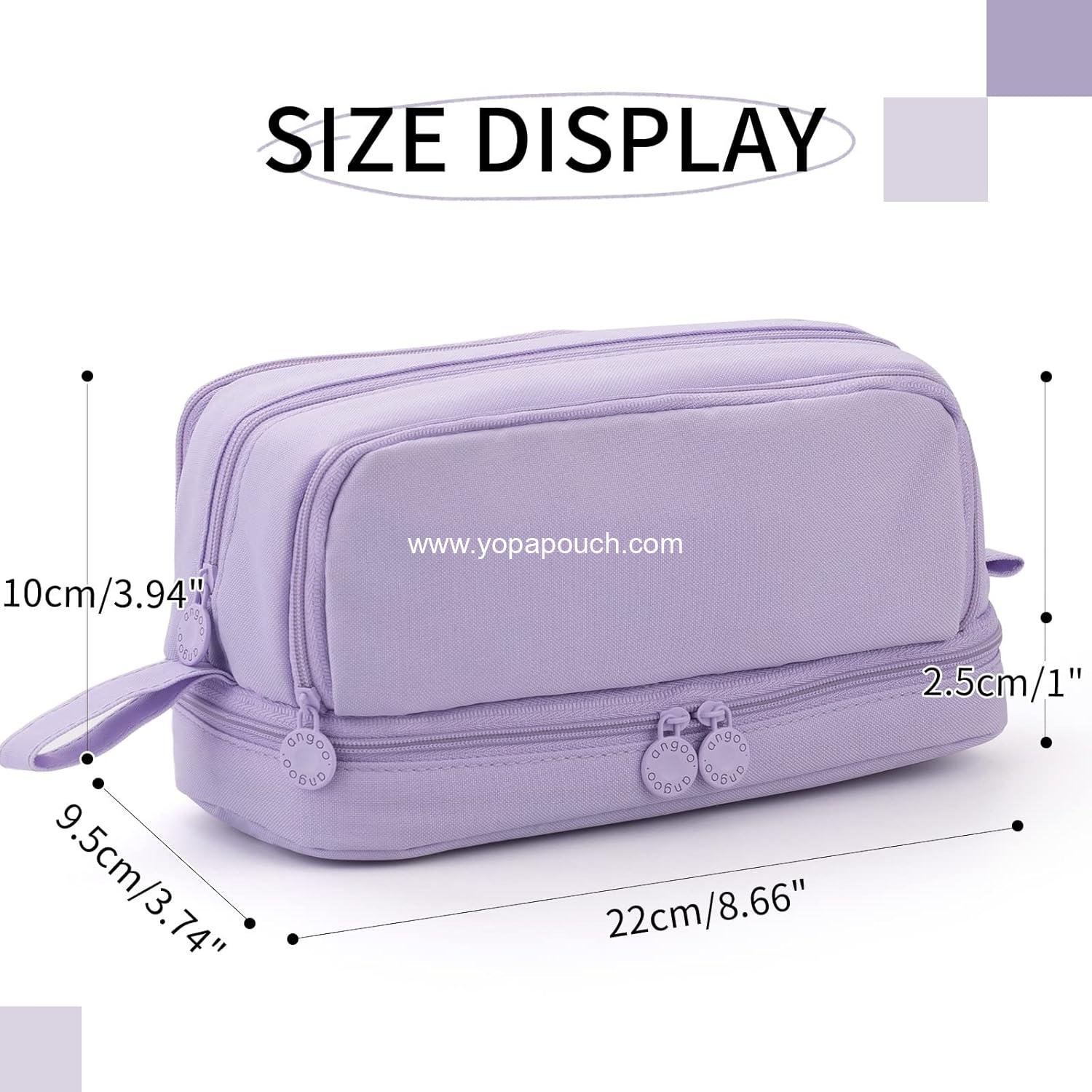Wholesale Large Capacity Pen Pencil Case with 4 Compartments, Multi-Slot Pouch Organizer for School Supplies, Aesthetic Design for Teen Girls and Women (Purple) - Supplier