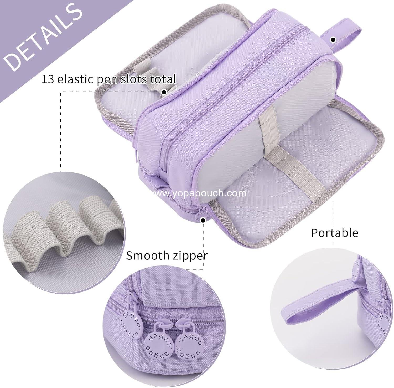 Wholesale Large Capacity Pen Pencil Case with 4 Compartments, Multi-Slot Pouch Organizer for School Supplies, Aesthetic Design for Teen Girls and Women (Purple) - Supplier