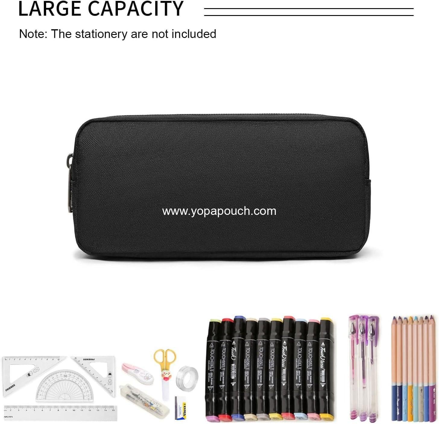 Wholesale Large Capacity Pencil Case - Small Pencil Pouch for Markers, Coins, and Office Stationery Organizer (Black) - Supplier