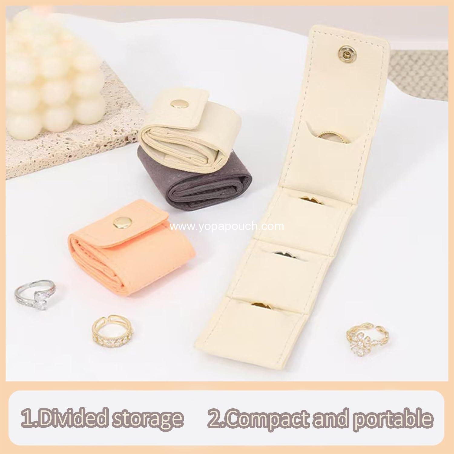 OEM Mini Travel Jewelry Roll Bag with Buckle, Portable Foldable Multifunctional Pouch for Earrings, Rings, Necklaces - Pink, Wholesale Supplier