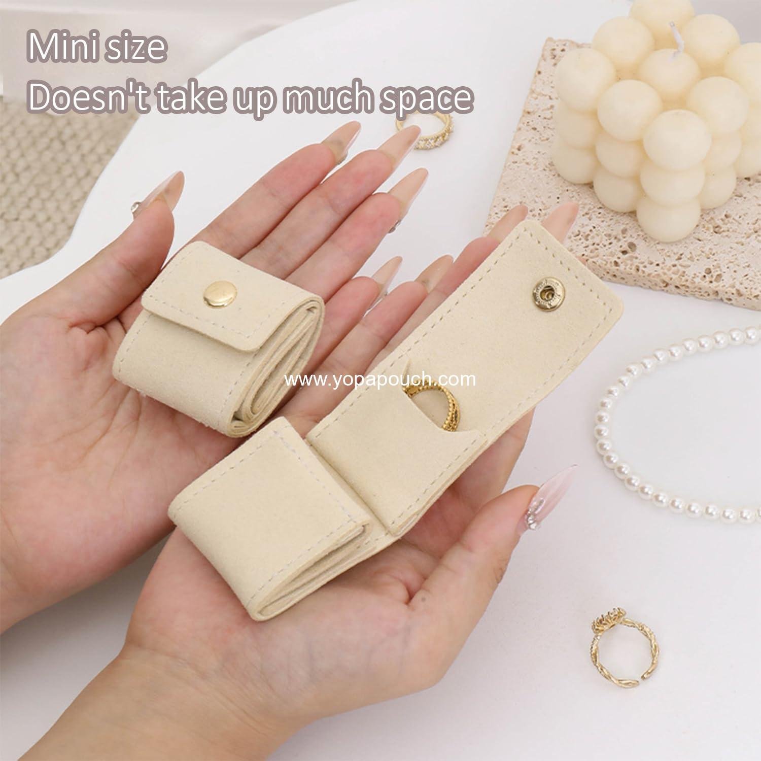 OEM Mini Travel Jewelry Roll Bag with Buckle, Portable Foldable Multifunctional Pouch for Earrings, Rings, Necklaces - Pink, Wholesale Supplier