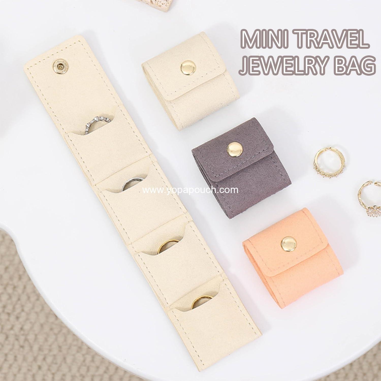 OEM Mini Travel Jewelry Roll Bag with Buckle, Portable Foldable Multifunctional Pouch for Earrings, Rings, Necklaces - Pink, Wholesale Supplier