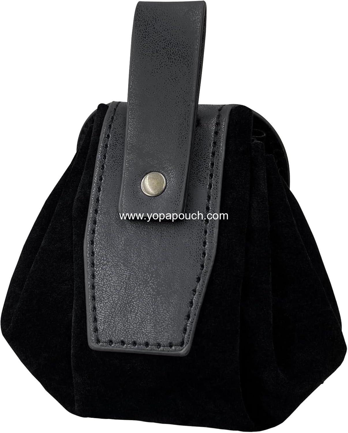 Wholesale Medieval Embossed Faux Leather Belt Pouch, Retro Renaissance Portable Belt Bag Coin Purse Dice Bag (Black B) Supplier