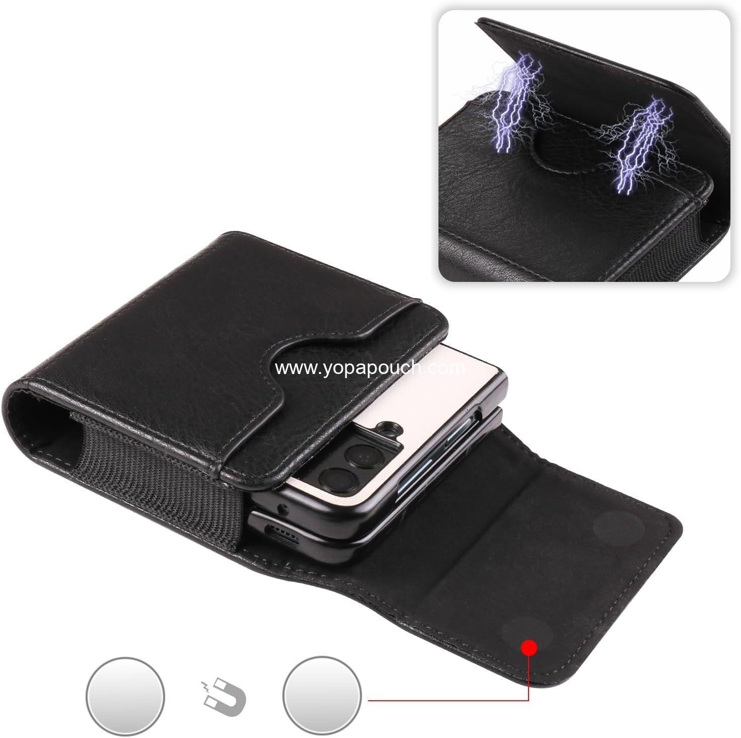 OEM Galaxy Z Flip Belt Clip Holster Leather Black, Men's Waist Bag Smartphone Carrying Case Compatible with Z Flip 7/6/5/4/3/2/1 & Razr 60/50/40 Ultra/Pura X/P50 Pocket - supplier