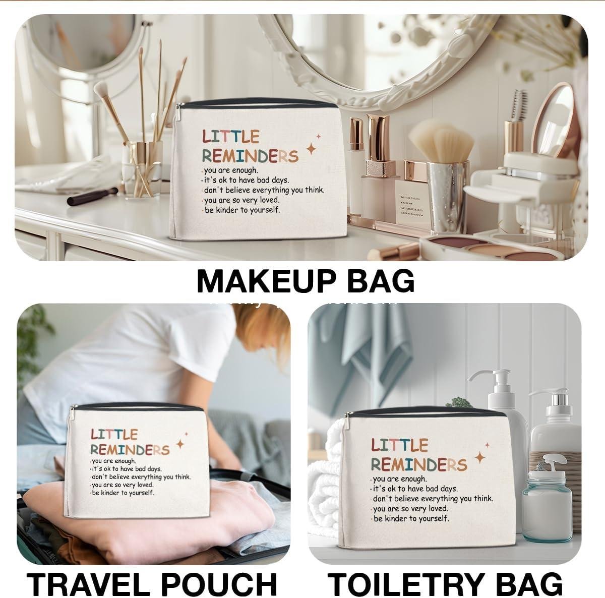 Wholesale Inspirational Motivational Makeup Bag - You Are Enough Cosmetic Travel Bag, Mental Health Gift for Women, Coworker, Best Friends, Zipper Toiletry Pouch for Purse, Factory