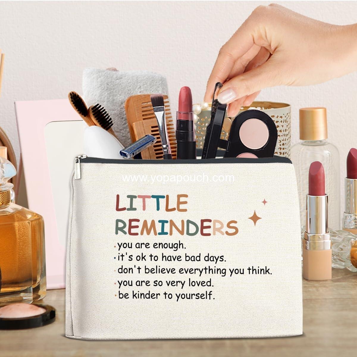 Wholesale Inspirational Motivational Makeup Bag - You Are Enough Cosmetic Travel Bag, Mental Health Gift for Women, Coworker, Best Friends, Zipper Toiletry Pouch for Purse, Factory