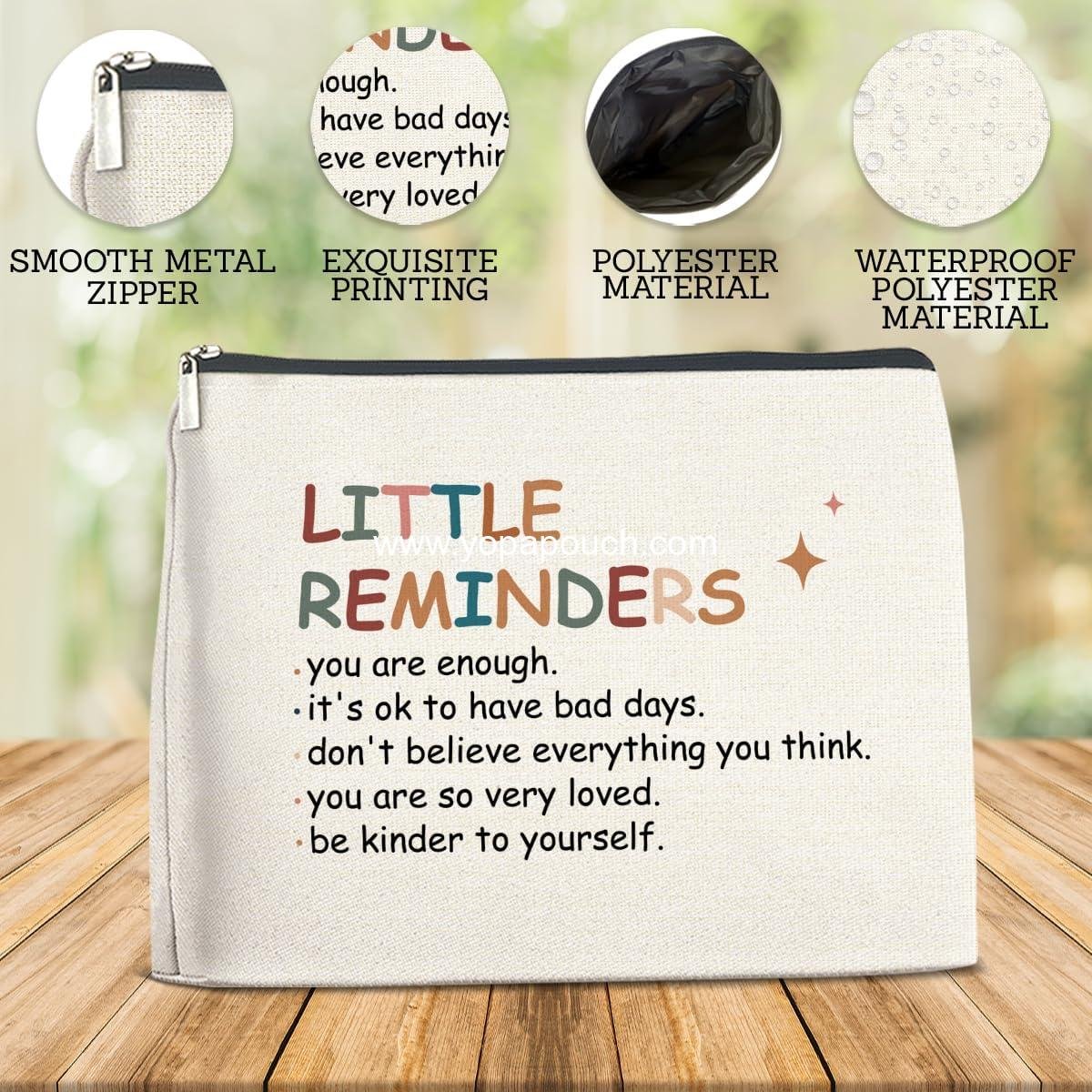 Wholesale Inspirational Motivational Makeup Bag - You Are Enough Cosmetic Travel Bag, Mental Health Gift for Women, Coworker, Best Friends, Zipper Toiletry Pouch for Purse, Factory