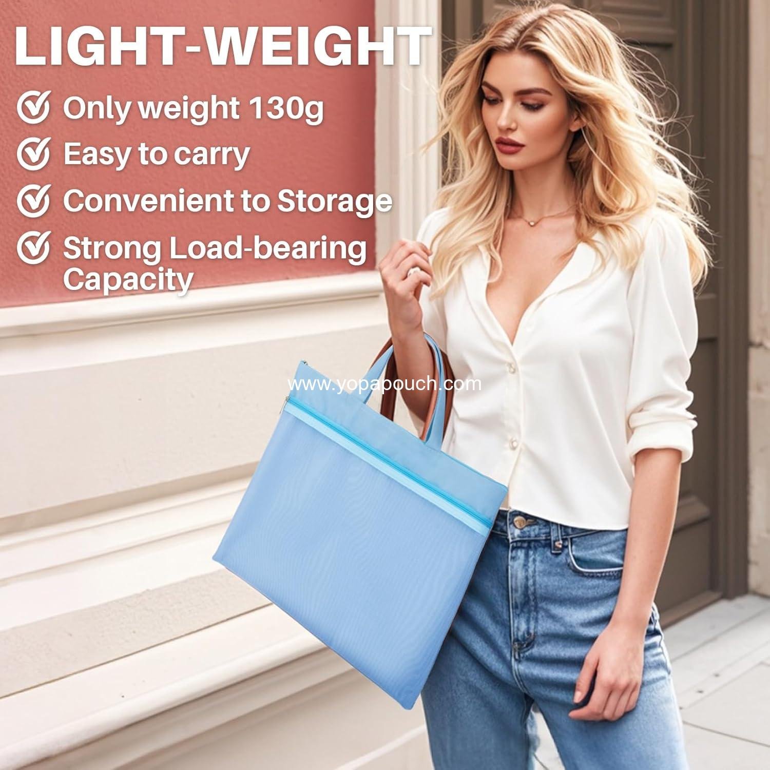 Wholesale Mesh Zipper Pouch with Handle - 11 x 13.7 Inch Reusable Double Pocket Storage Bag, Foldable Nylon Document Organizer for Puzzles, Books, Office, Travel, Shopping, Supplier