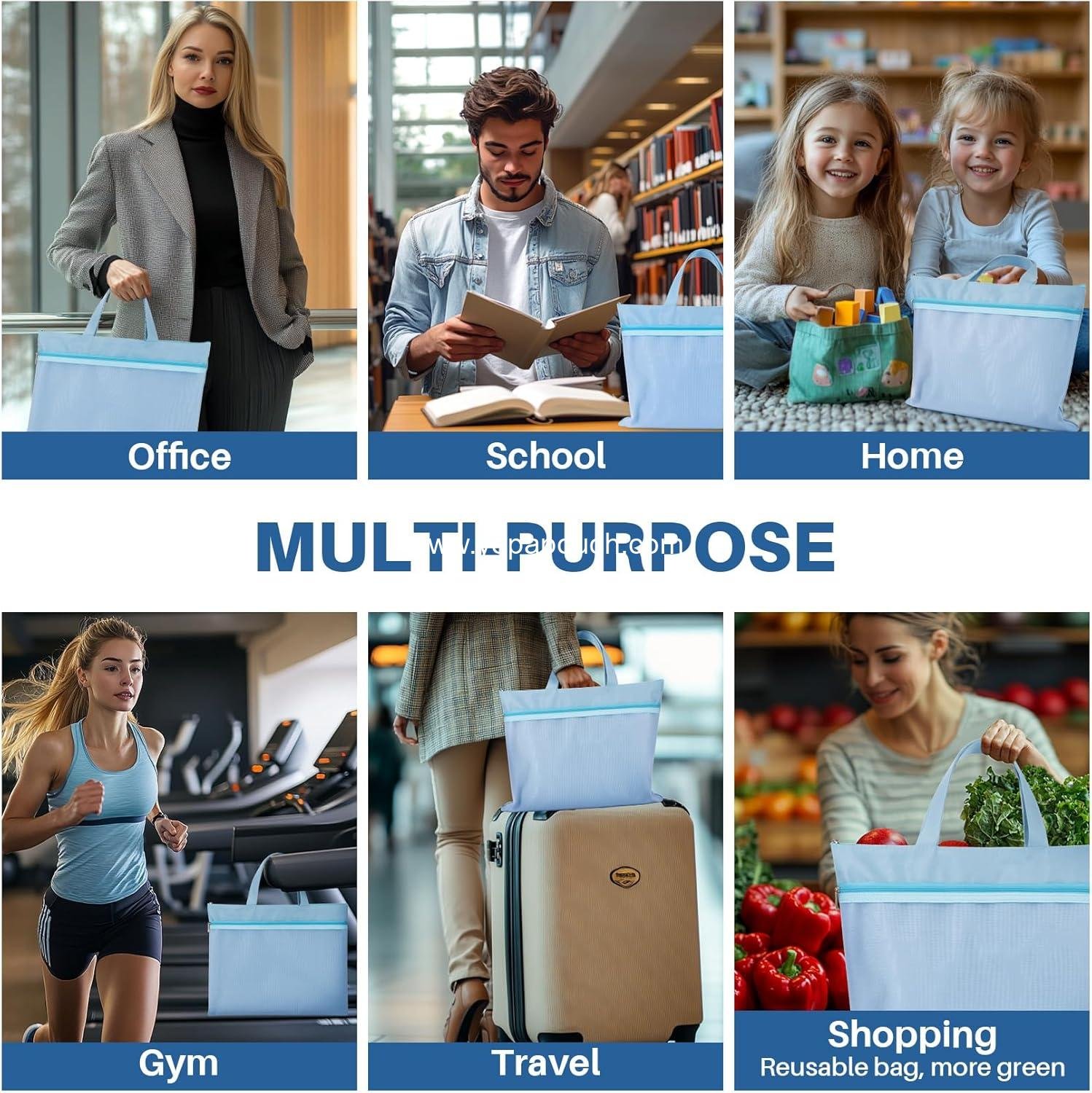 Wholesale Mesh Zipper Pouch with Handle - 11 x 13.7 Inch Reusable Double Pocket Storage Bag, Foldable Nylon Document Organizer for Puzzles, Books, Office, Travel, Shopping, Supplier