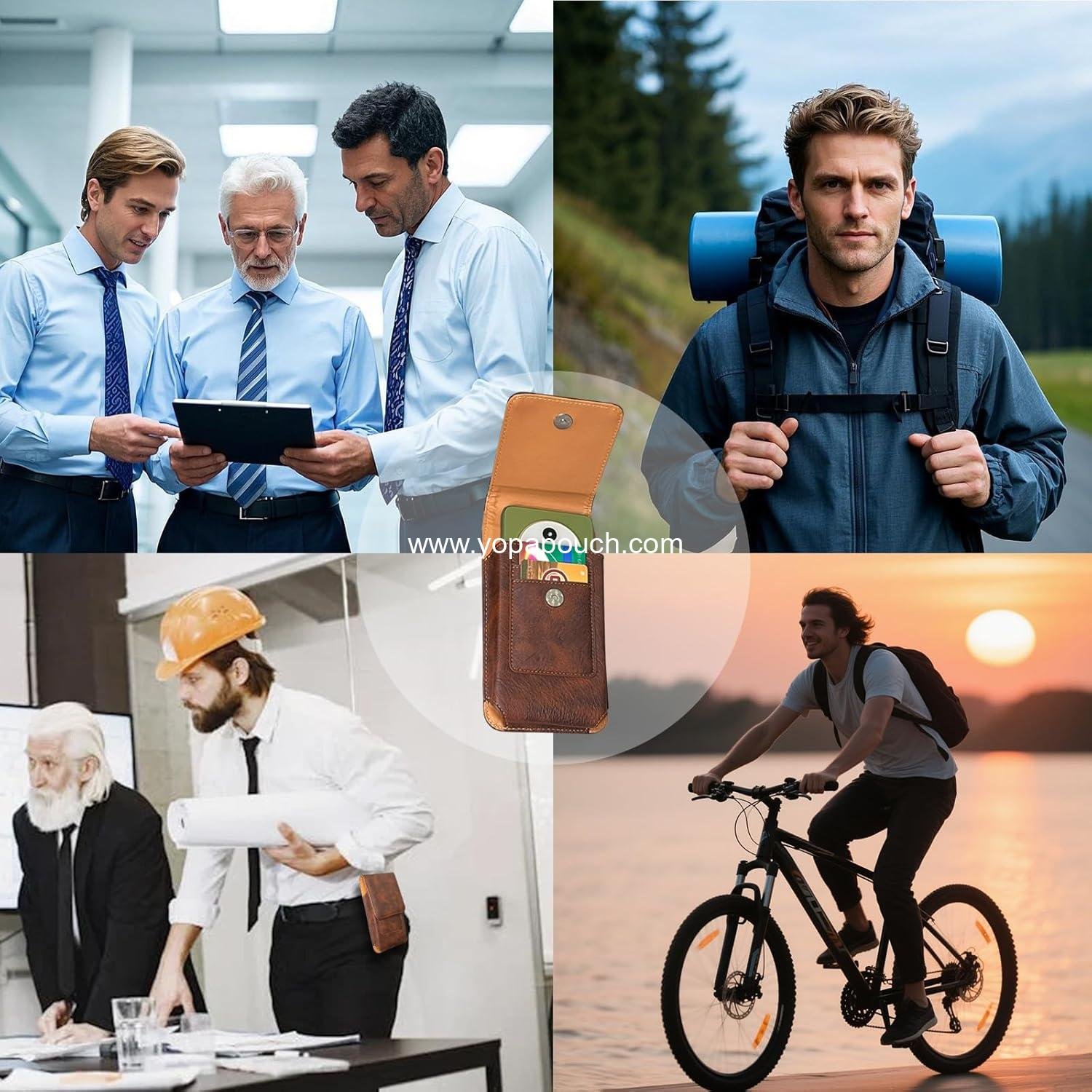 Wholesale 360 Rotating Leather Phone Holster with Belt Clip for iPhone 17, 16, 15, 14, 13, Galaxy S25/S24/S22/S21 - XL Pouch Case for Men (Brown) Manufacturer