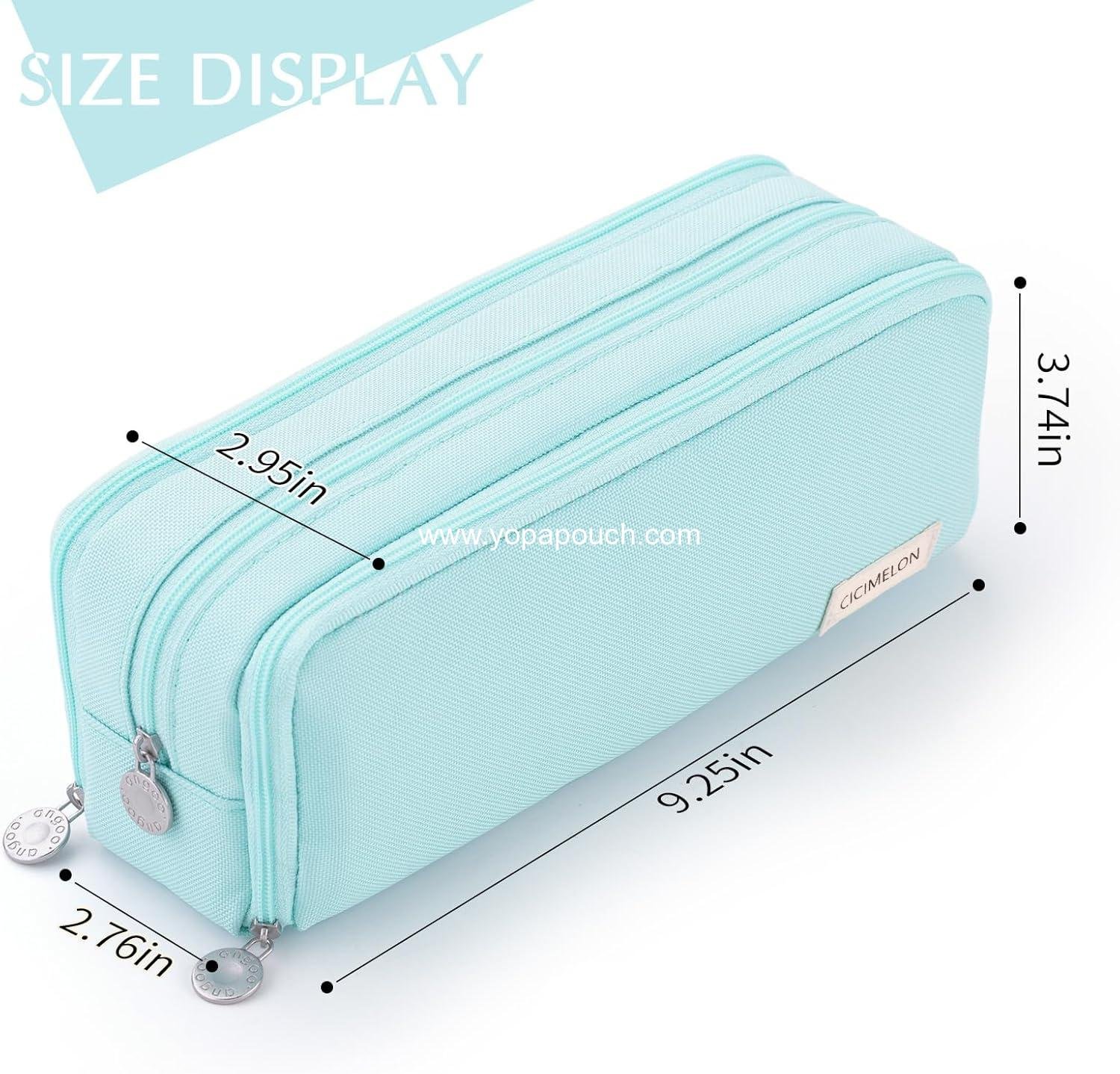 Wholesale Large Capacity Pencil Case with 3 Compartments - Perfect Pencil Pouch for Students and Adults (Light Blue) Supplier
