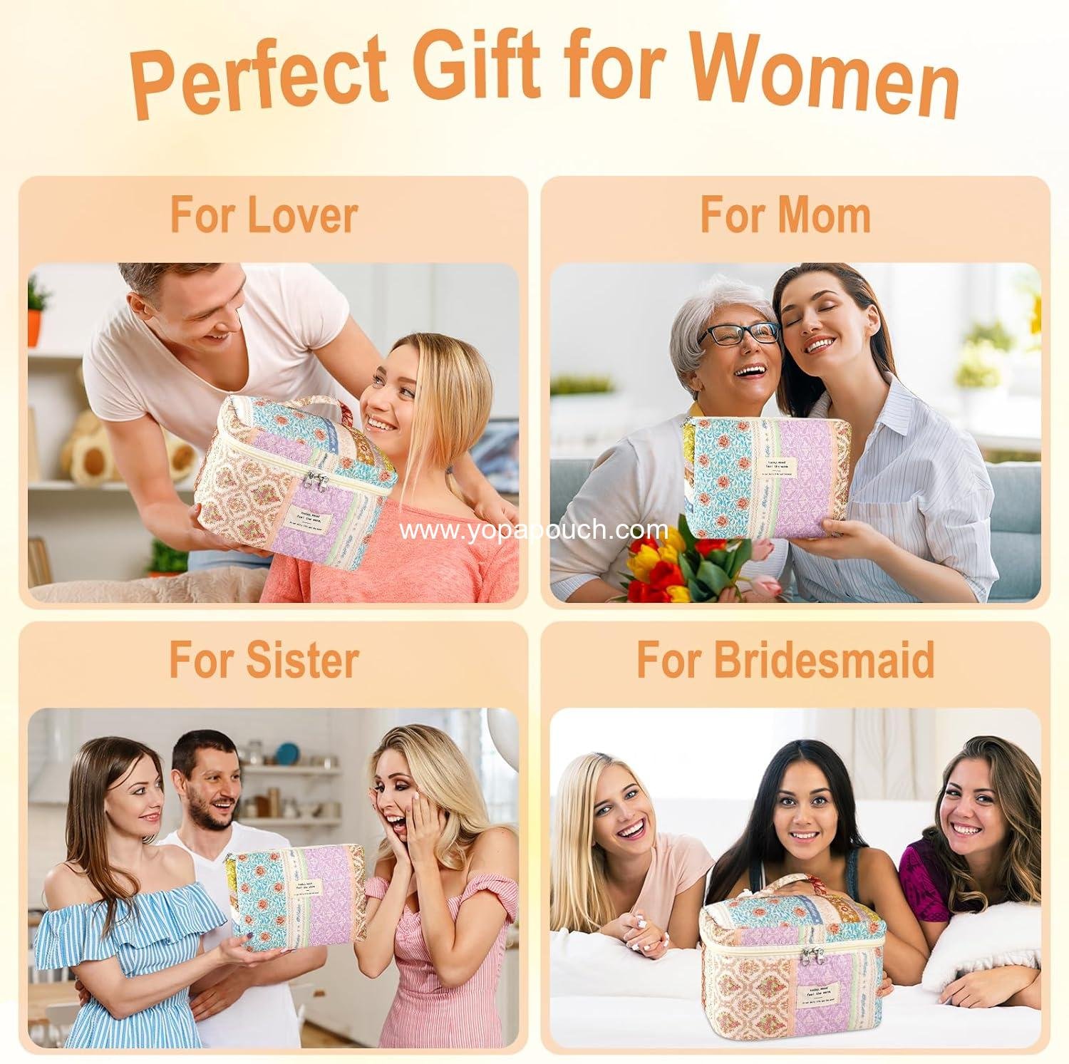 Wholesale 3Pc Floral Makeup Bag Set for Women - Large and Small Quilted Toiletry Pouches, Aesthetic Flower Travel Cosmetic Organizers - Cute Portable Essential Storage - Factory