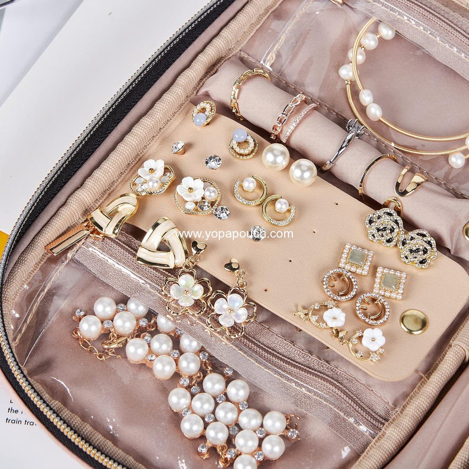 Wholesale Travel Jewelry Case Organizer for Necklaces, Earrings, Rings, Bracelets, and Watch - Pink, Manufacturer