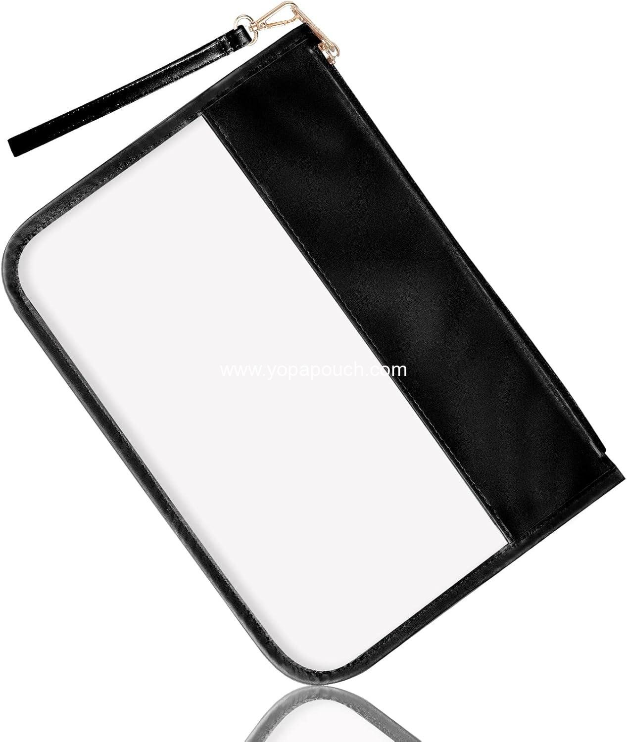 Wholesale Clear PVC Flat Pouch - Travel Makeup Bag with Wristlet, DIY Chenille Letter Design, Waterproof Toiletry Cosmetic Pouch for Women Girls (Black) - Supplier