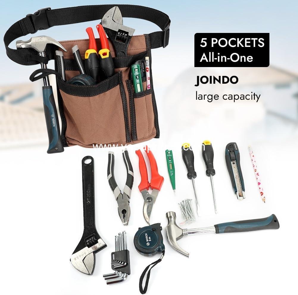 Wholesale 5-Pocket Tool Belt for Men, Durable Canvas Construction, Adjustable Utility Pouch for Husband, Dad, Son, and Handyman, Manufacturer