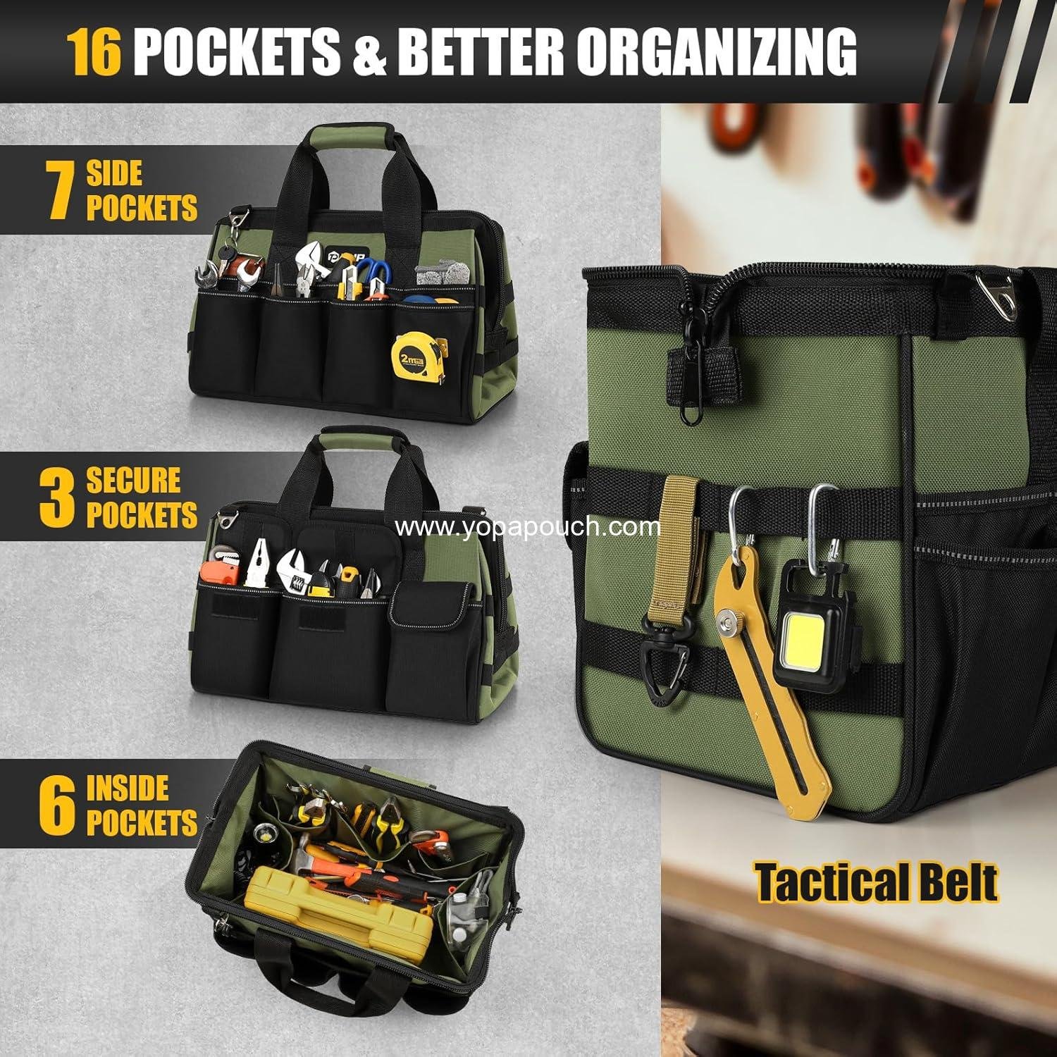 Wholesale 15-Inch Heavy Duty Tool Bag - 16 Pocket Portable Organizer, Soft Handle Large Zipper Carrying Toolbag, Ideal for Mechanic Gifts, Supplier