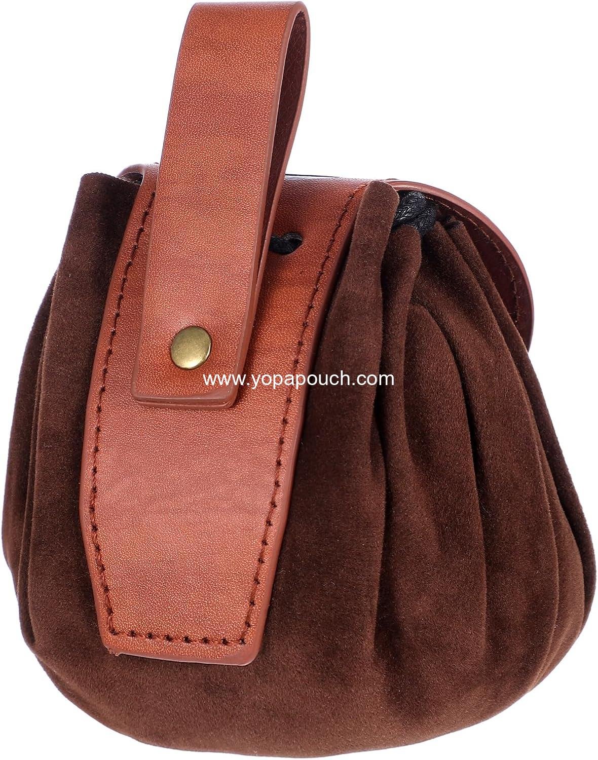 Wholesale Medieval Embossed Leather Drawstring Dice Bag Renaissance Belt Pouch Vintage Coin Storage (B) Supplier