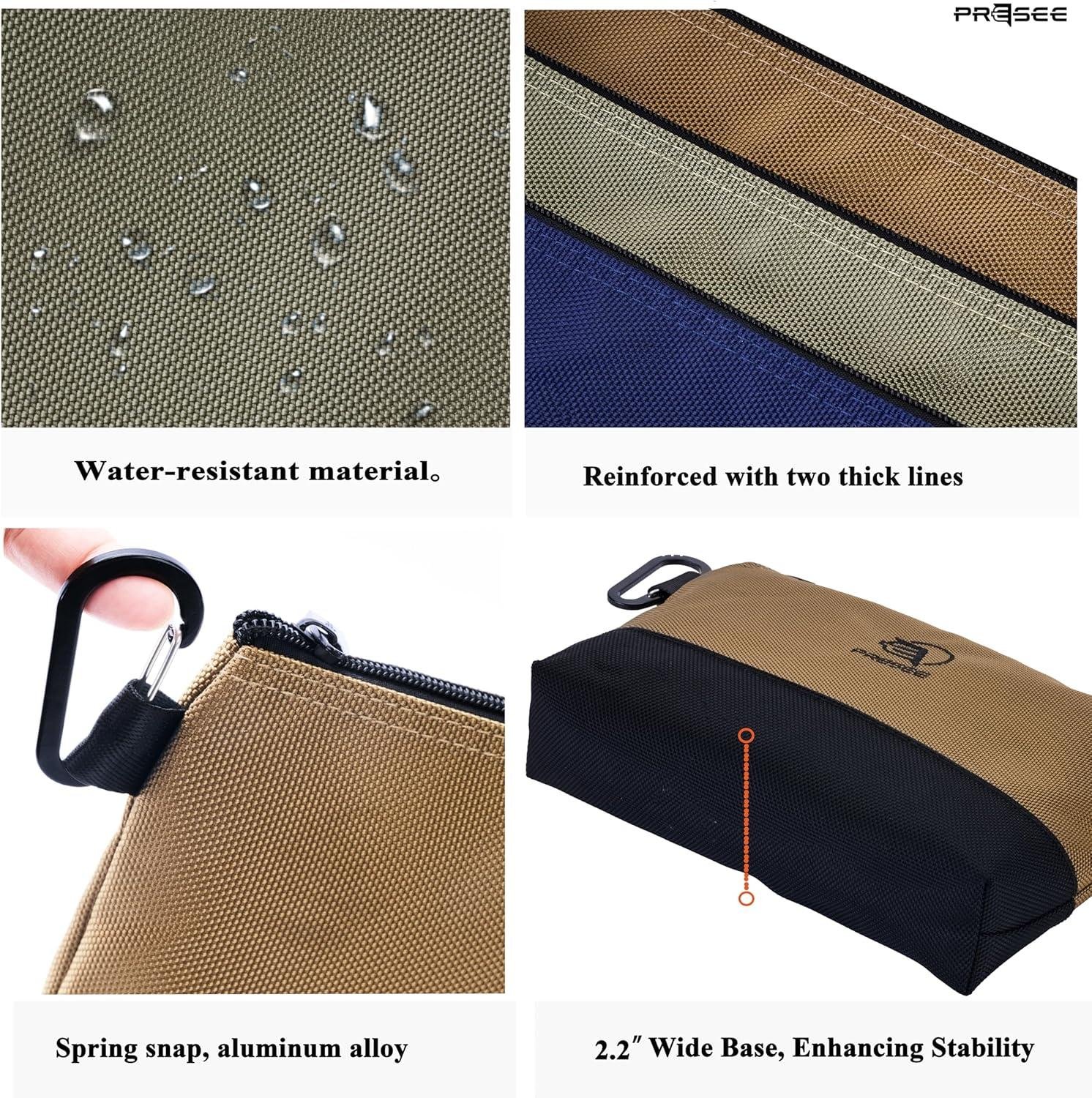 Wholesale Small Tool Pouch Zipper Organizer Bag - 10.5 Inch Heavy Duty Nylon 1680D with Metal Carabiner, Perfect for Tools, Stationery, and Pencils, Pack of 2, Green & Khaki Supplier