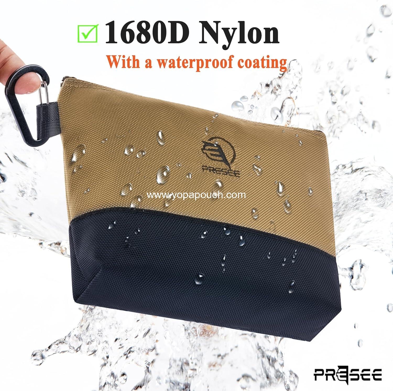 Wholesale Small Tool Pouch Zipper Organizer Bag - 10.5 Inch Heavy Duty Nylon 1680D with Metal Carabiner, Perfect for Tools, Stationery, and Pencils, Pack of 2, Green & Khaki Supplier