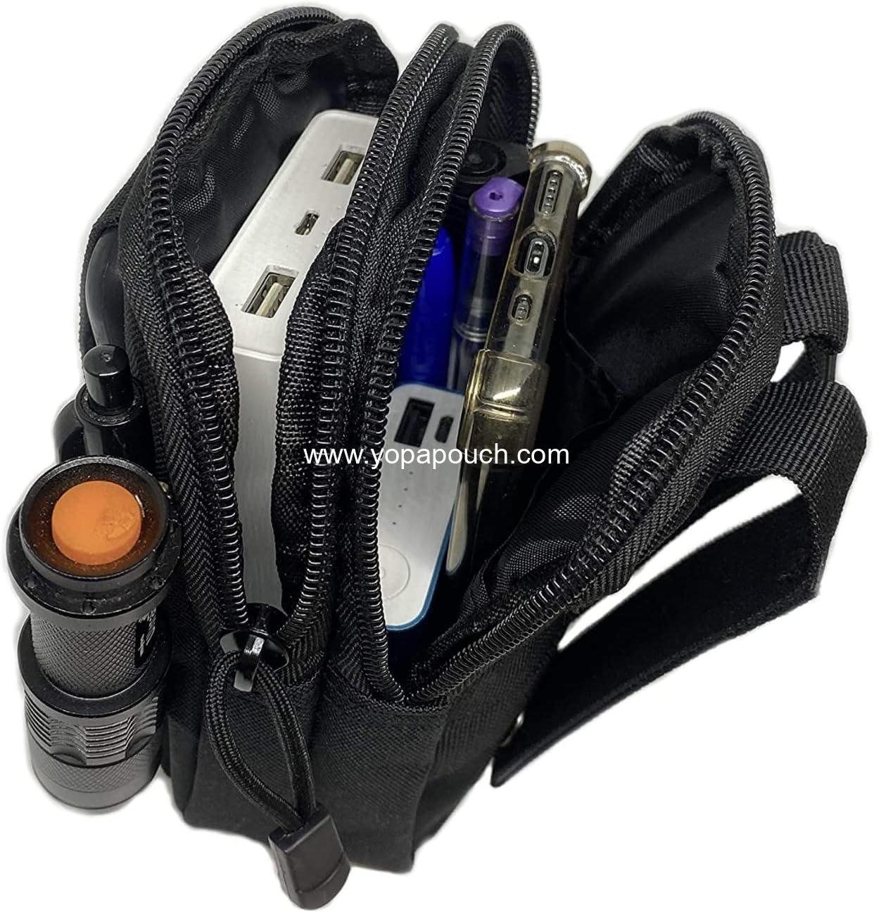 Wholesale Tactical Pouch Multipurpose Waist Bag Holster Military Waist Belt Wallet Phone Case with Zipper Compatible with Most Cell Phone Models - Black Manufacturer