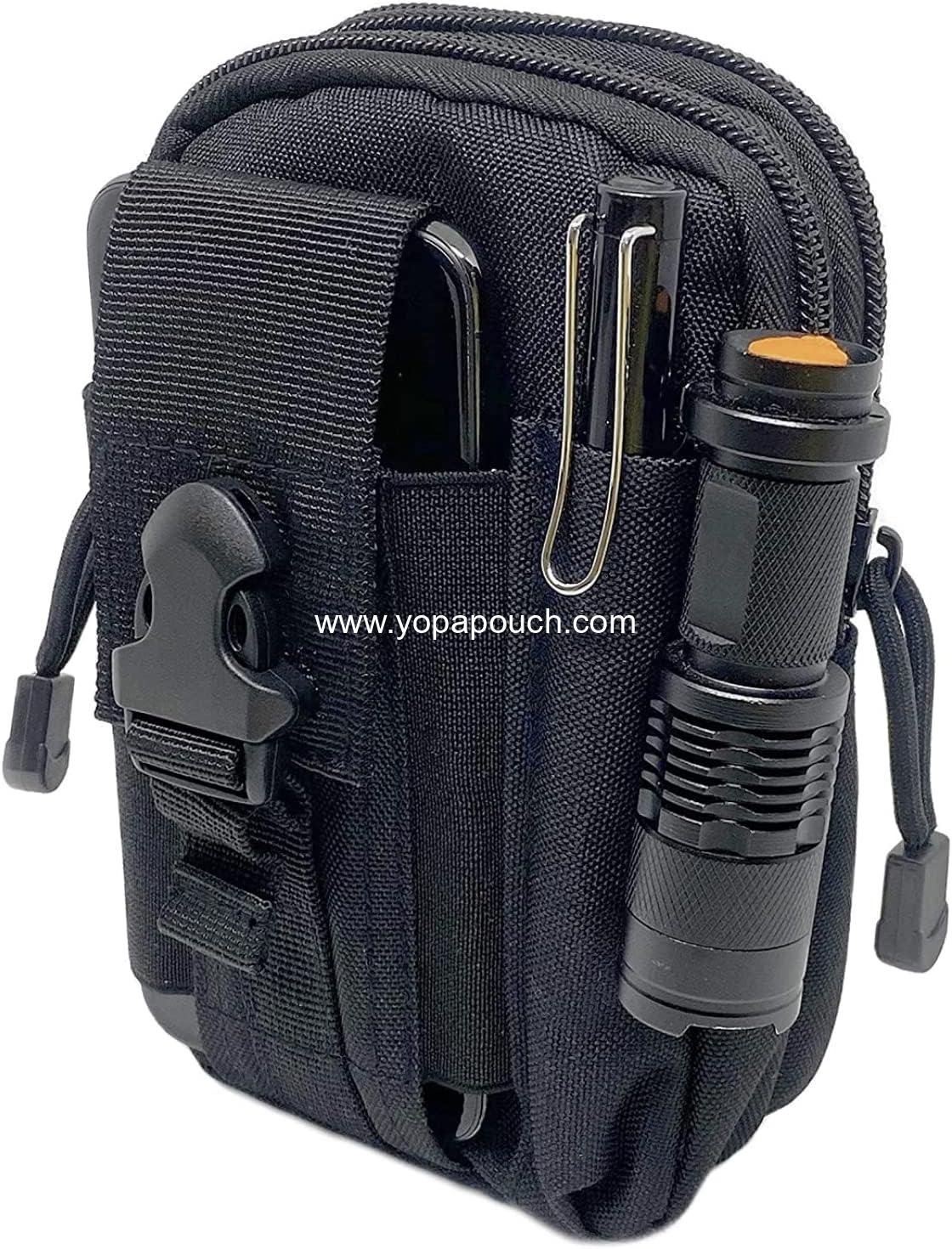 Wholesale Tactical Pouch Multipurpose Waist Bag Holster Military Waist Belt Wallet Phone Case with Zipper Compatible with Most Cell Phone Models - Black Manufacturer