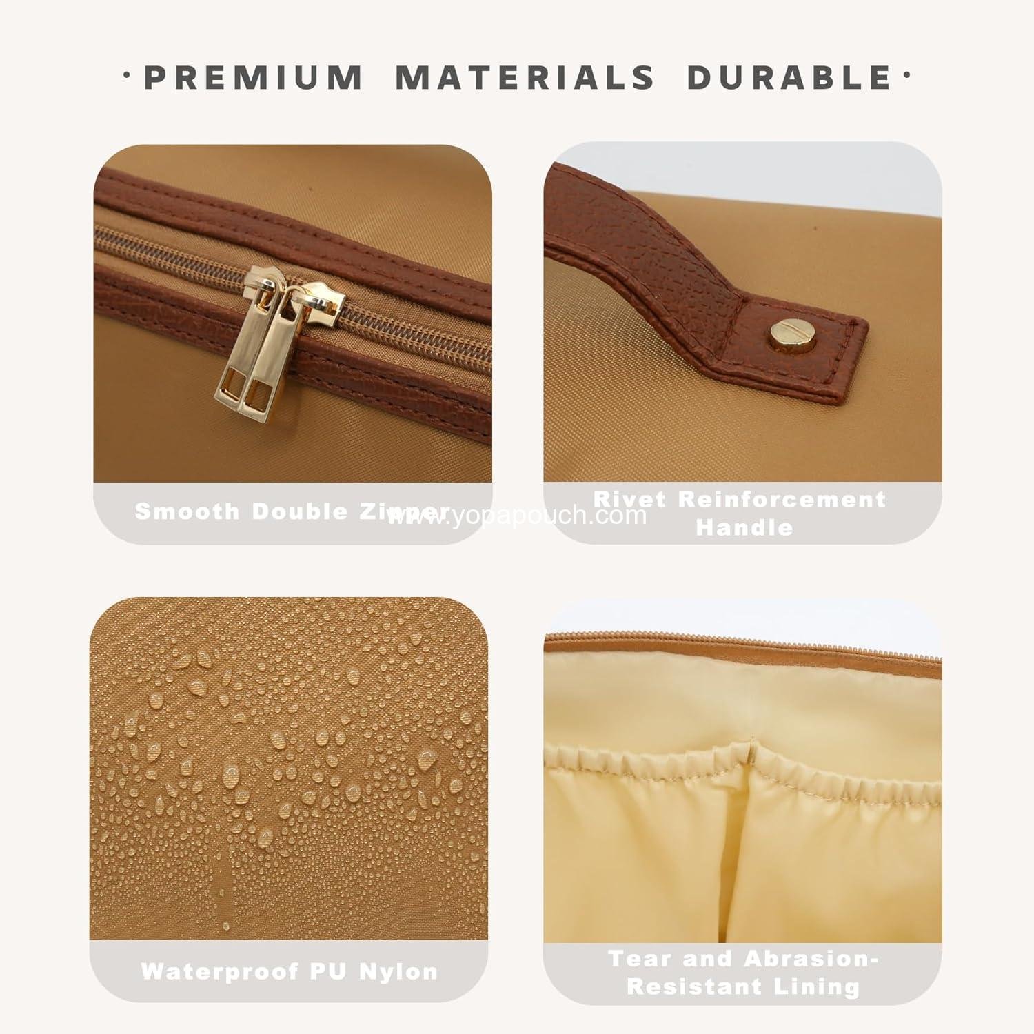 Wholesale Travel Makeup Bag - Large Waterproof Cosmetic Organizer with Smooth Double Zipper & Tear-Resistant Lining Toiletry Pouch for Women (Khaki) Supplier