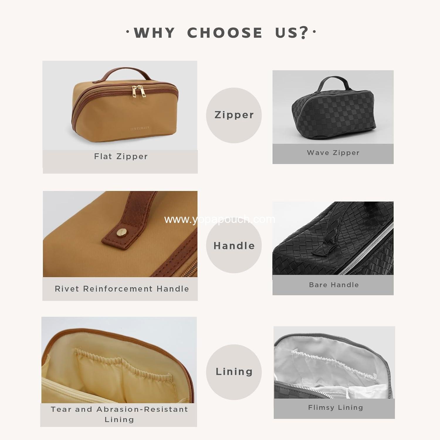 Wholesale Travel Makeup Bag - Large Waterproof Cosmetic Organizer with Smooth Double Zipper & Tear-Resistant Lining Toiletry Pouch for Women (Khaki) Supplier