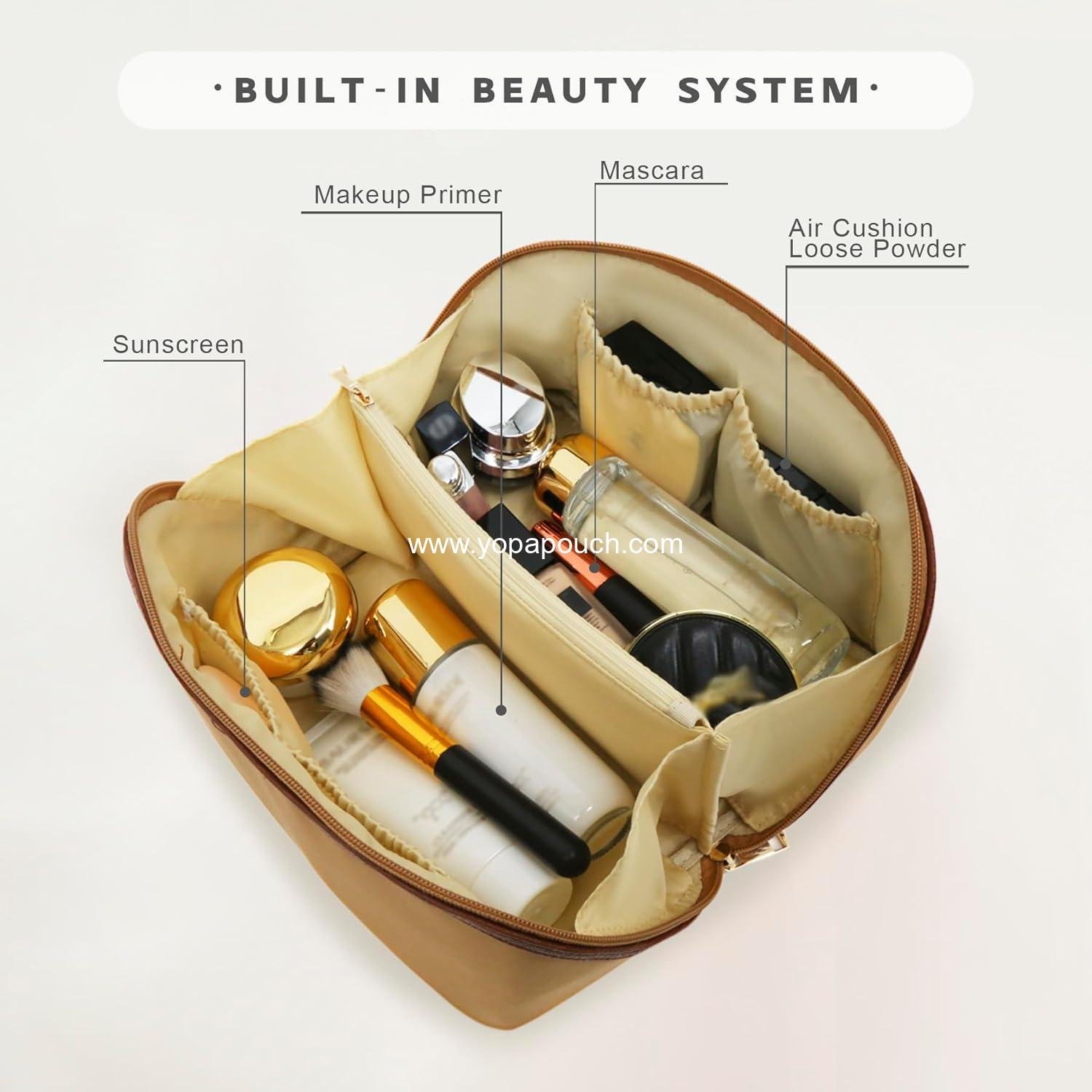 Wholesale Travel Makeup Bag - Large Waterproof Cosmetic Organizer with Smooth Double Zipper & Tear-Resistant Lining Toiletry Pouch for Women (Khaki) Supplier