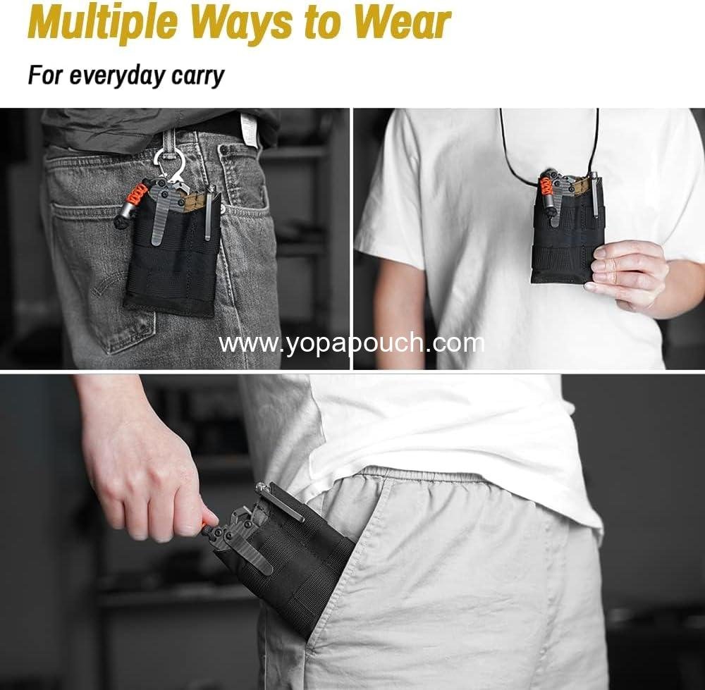 OEM EDC Pocket Organizer Tool Pouch, Multitool Sheath with Patch Area for DIY, 3 Slip Pockets for Outdoor Activities, Daily Carry, Wholesale Supplier