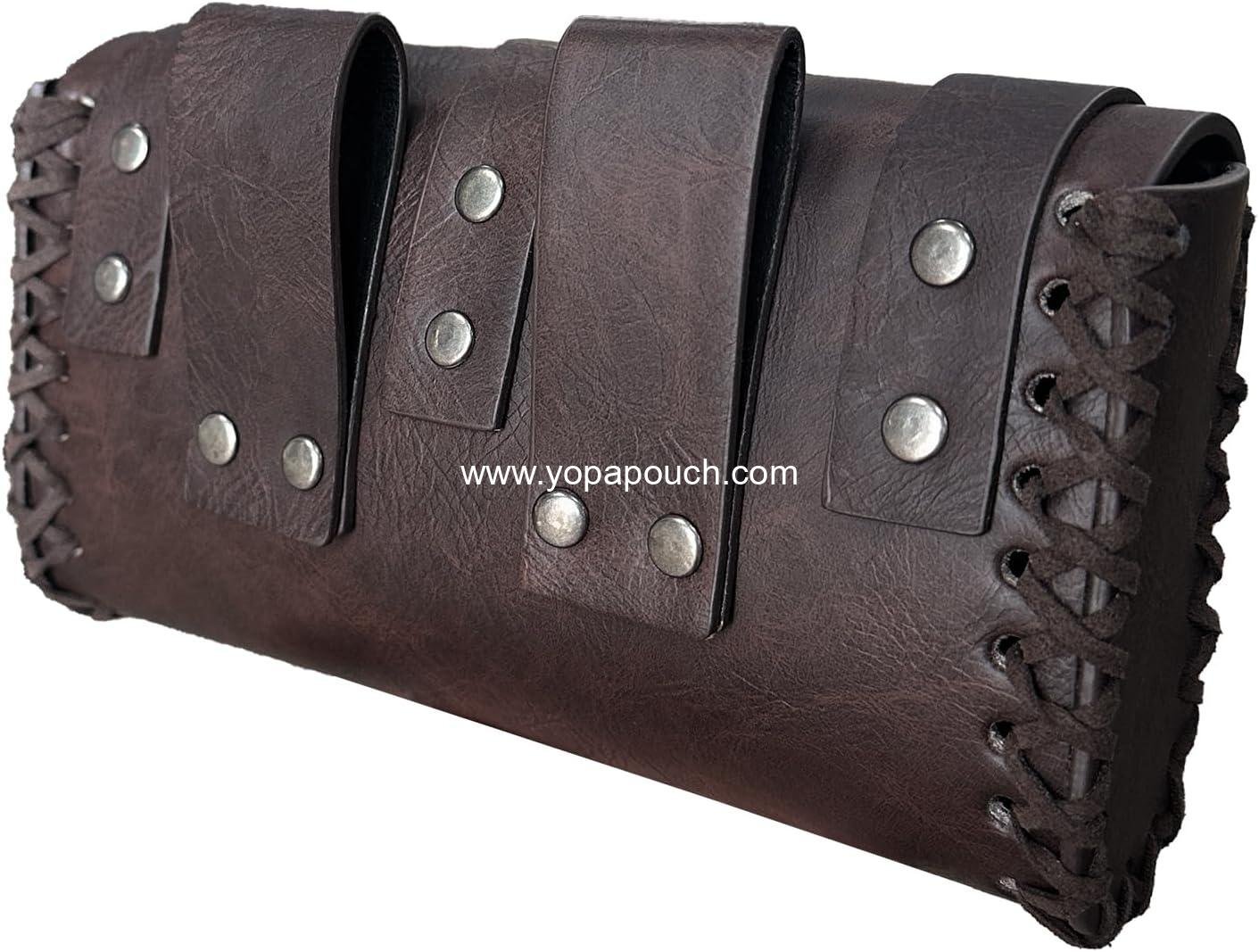 Wholesale Medieval Faux Leather Belt Bag with O Ring, Renaissance Cosplay Pouch, Portable Phone Bag (Dark Brown A) - Supplier