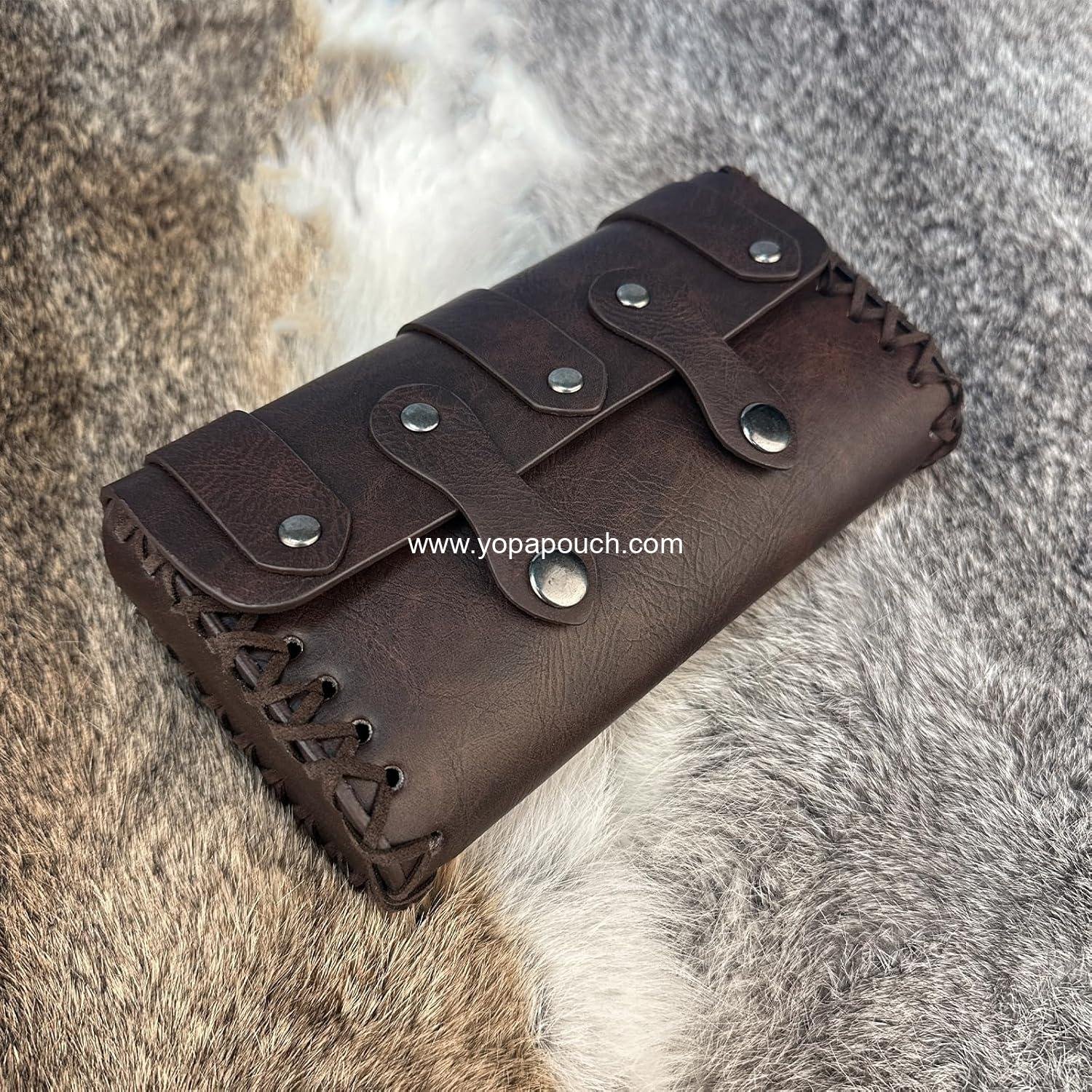 Wholesale Medieval Faux Leather Belt Bag with O Ring, Renaissance Cosplay Pouch, Portable Phone Bag (Dark Brown A) - Supplier