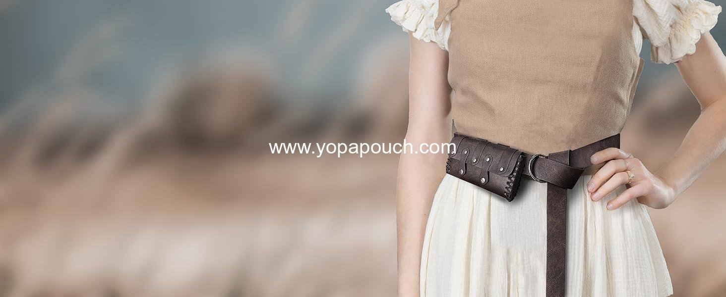 Wholesale Medieval Faux Leather Belt Bag with O Ring, Renaissance Cosplay Pouch, Portable Phone Bag (Dark Brown A) - Supplier