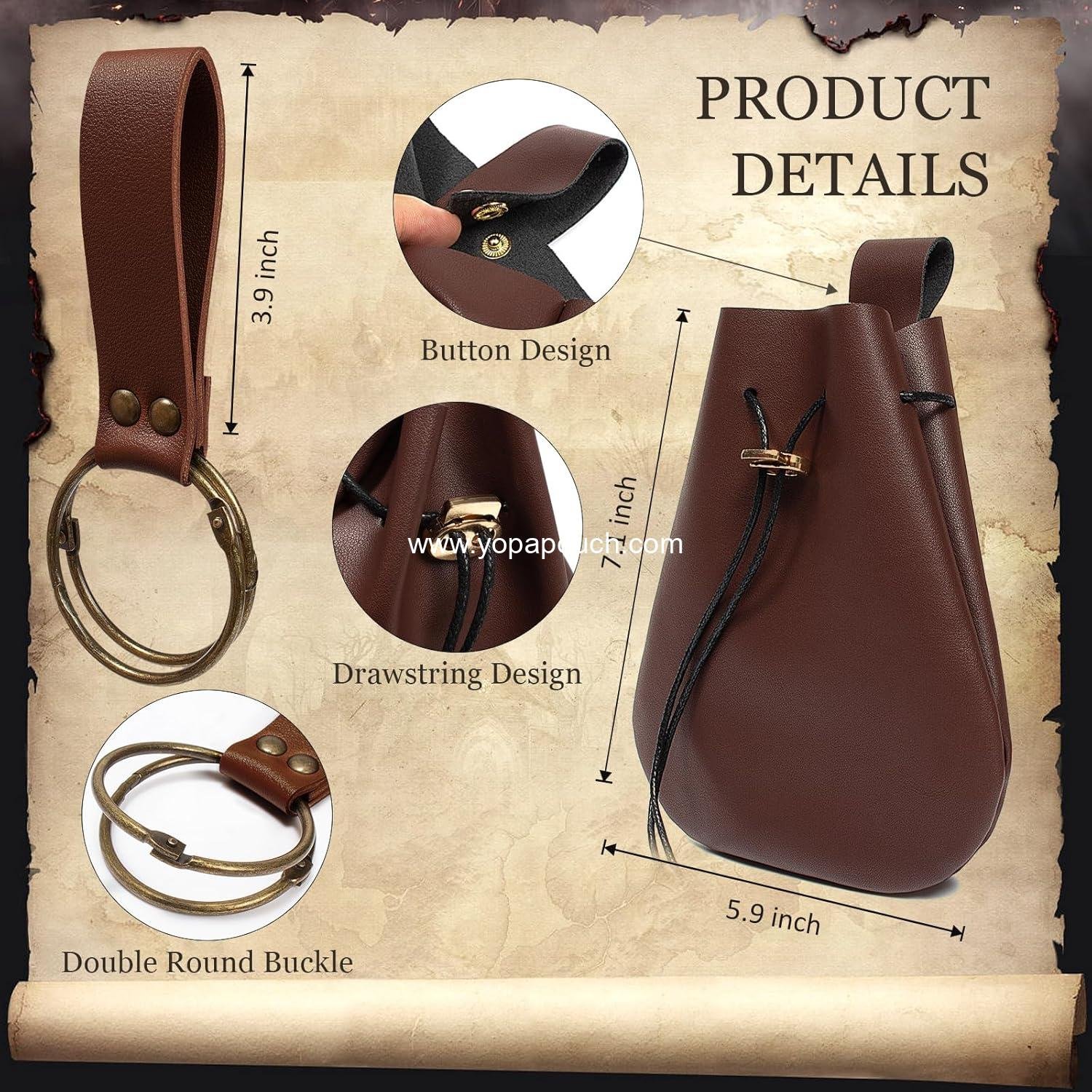 Wholesale Retro Belt Pouch Waist Bag Fanny Pack Cellphone Holder Steampunk Medieval Renaissance Purse Costume Accessory - Manufacturer