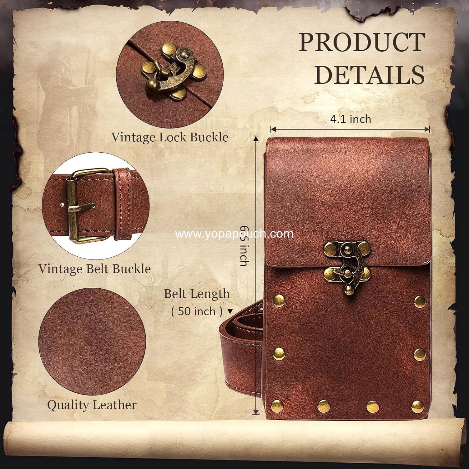 Wholesale Retro Belt Pouch Waist Bag Fanny Pack Cellphone Holder Steampunk Medieval Renaissance Purse Costume Accessory - Manufacturer