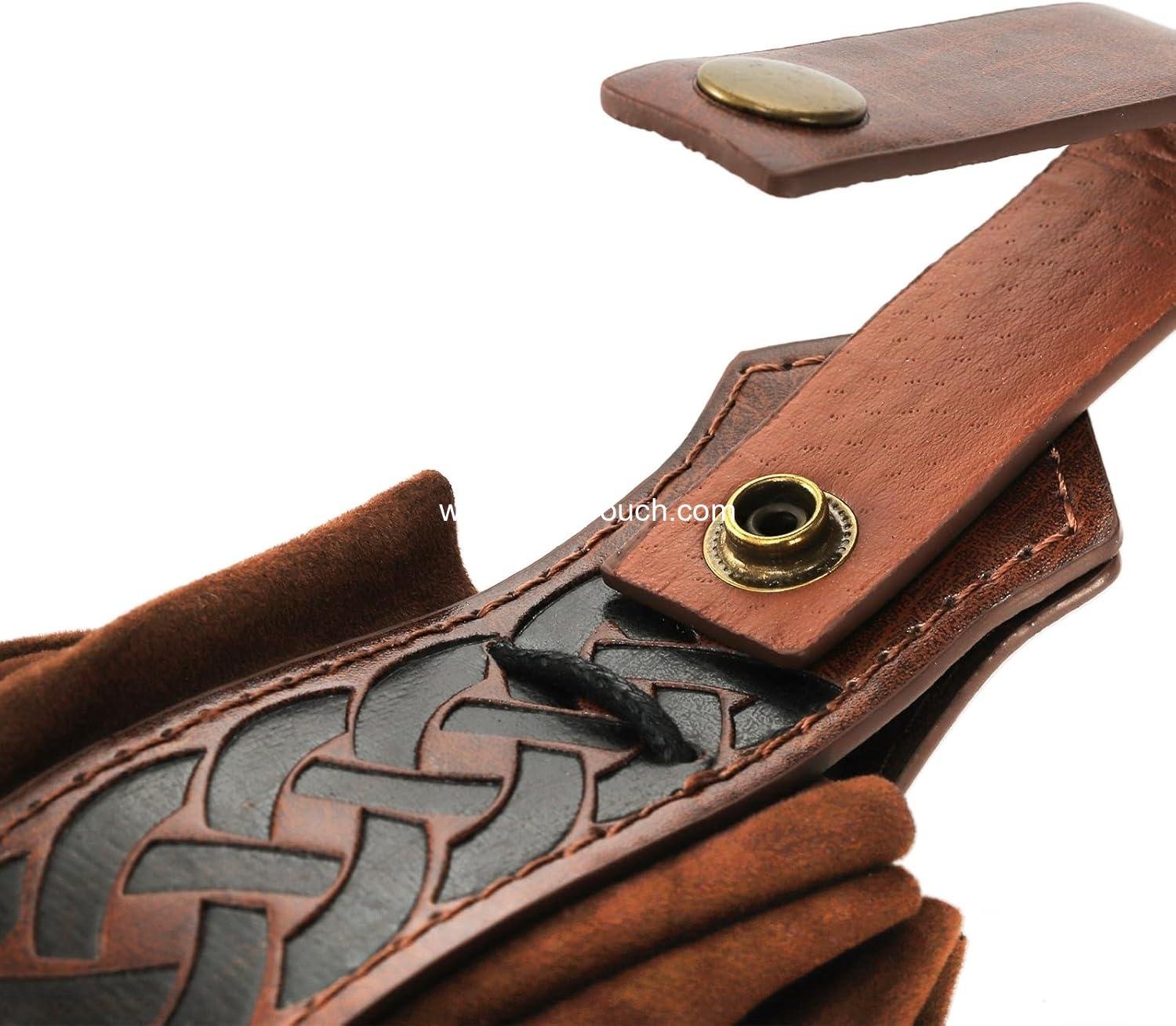 Wholesale Medieval Leather Belts Set with Pouch - 2 Pcs Renaissance Drawstring Bag for Halloween Cosplay, Vintage Knight Waist Bag, ODM